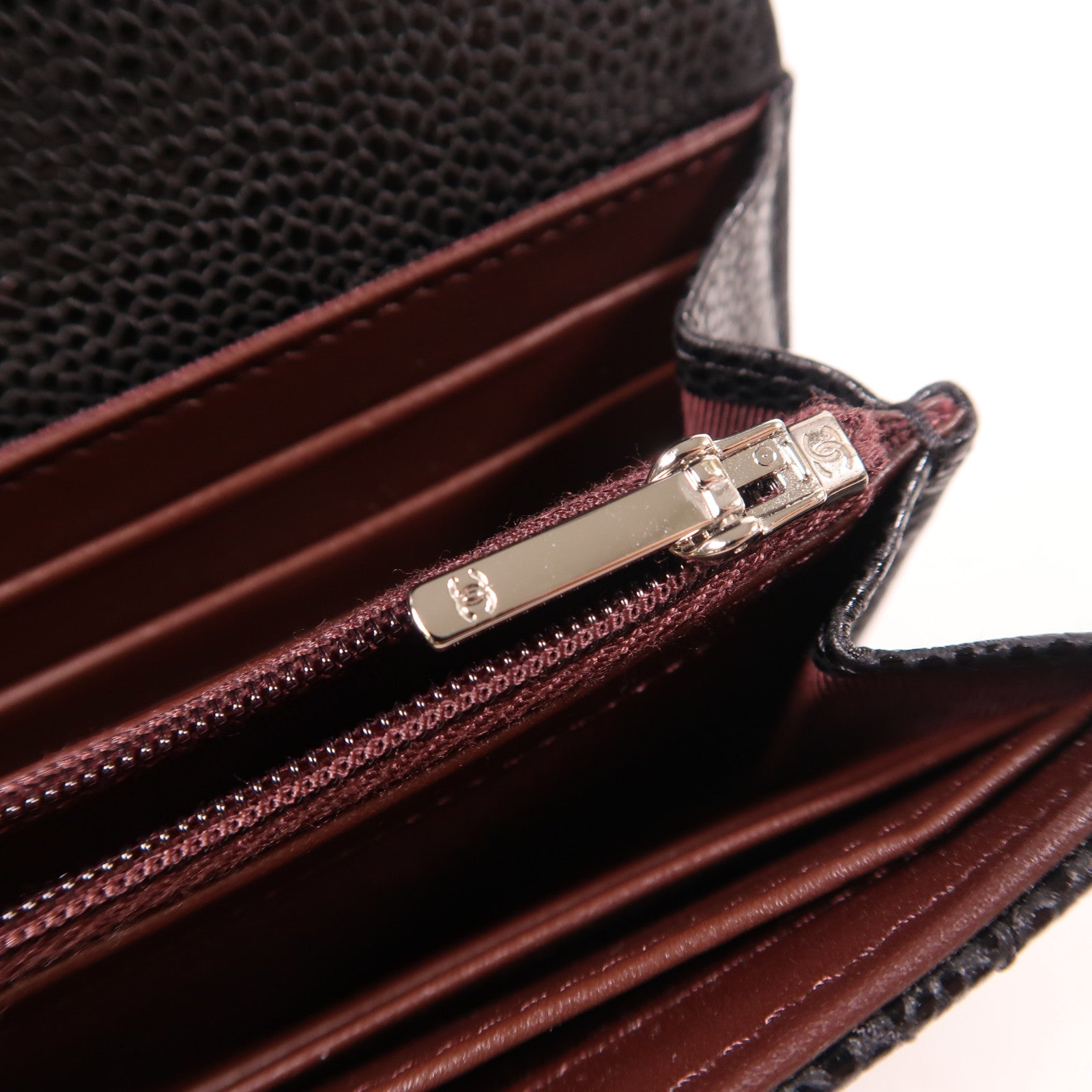 CHANEL 牛皮皮革Long Wallet銀扣長錢包