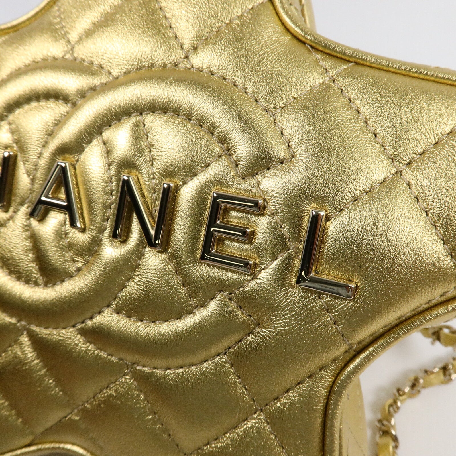 CHANEL 羊皮皮革Matelasse Star鏈帶肩背袋