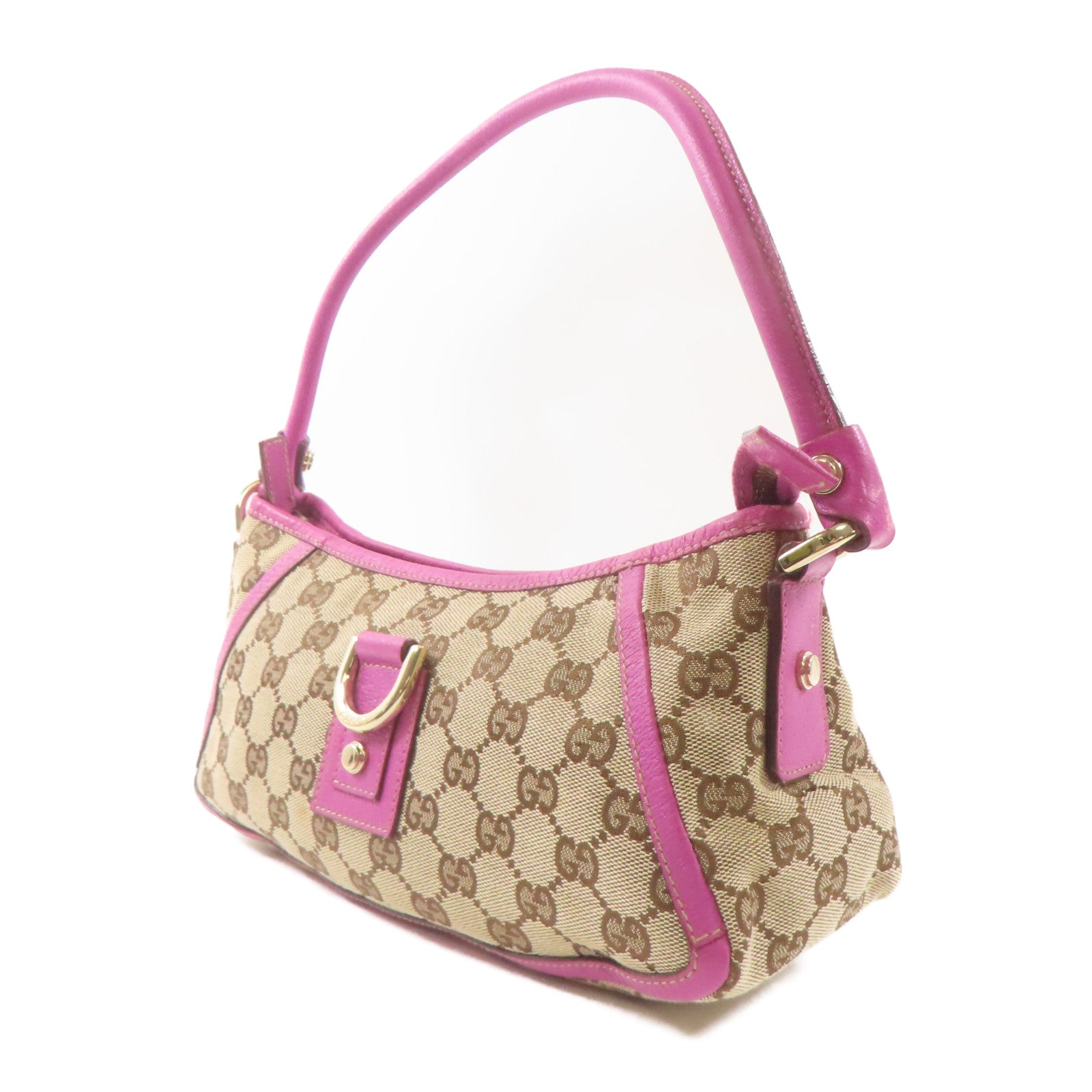 GUCCI 帆布Abbey Hand Bag金扣手挽袋棕色/紫色