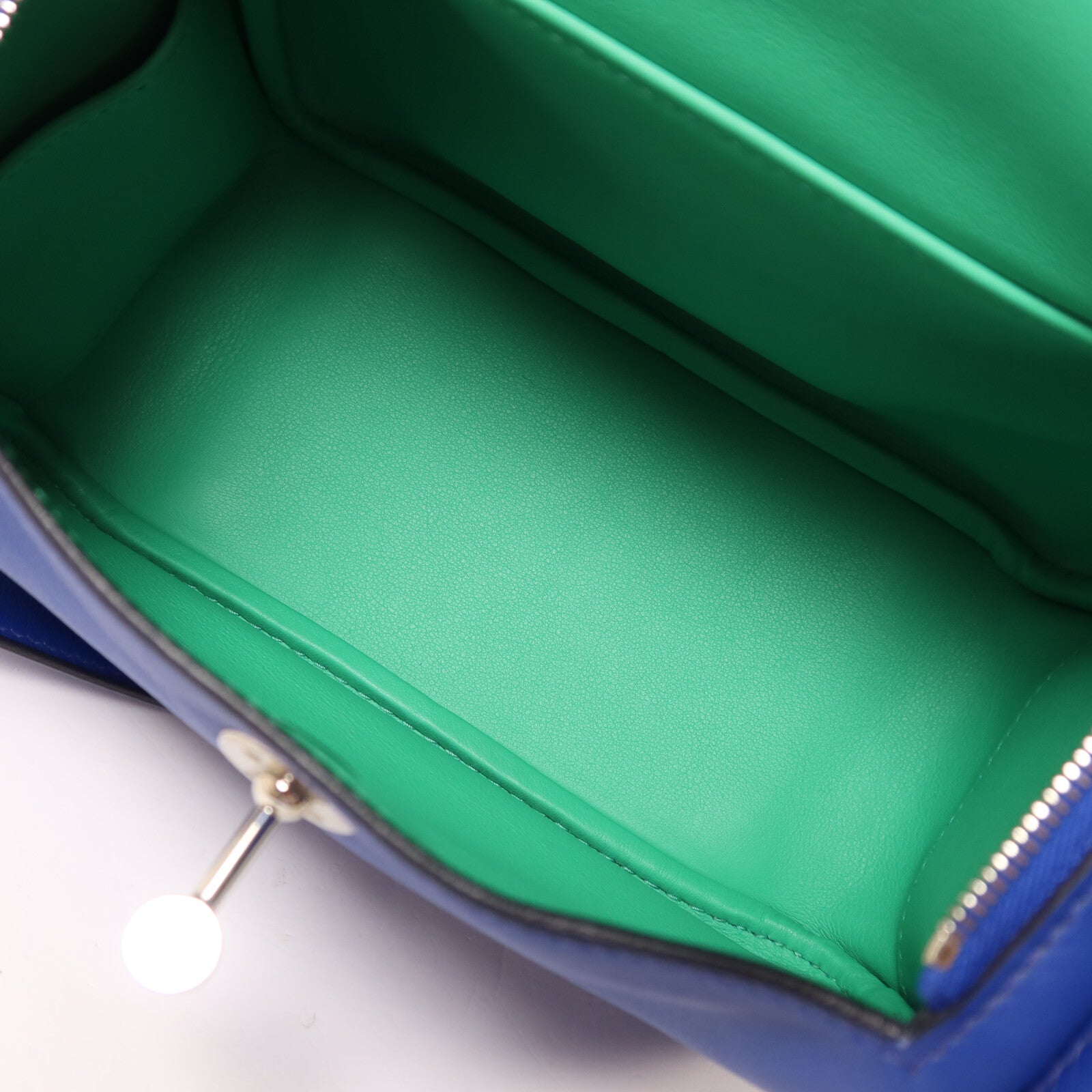 HERMES Swift皮革Mini Lindy手挽肩背兩用袋Bleu Royal/Menthe