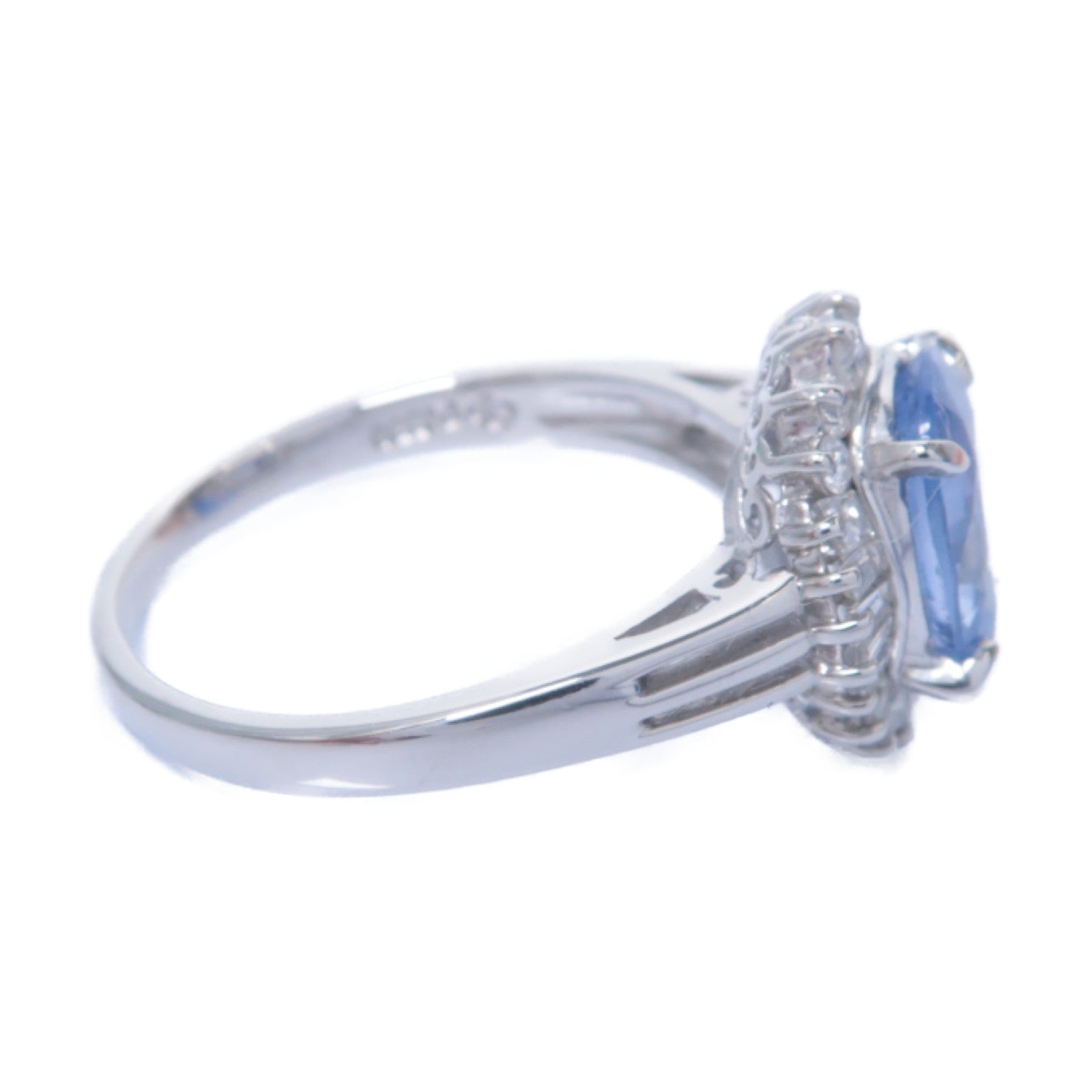 JEWELRY **【激減優惠】PT850鉑金Sapphire/Diamond Ring藍寶石/0.37ct鑽石戒指US#6.5