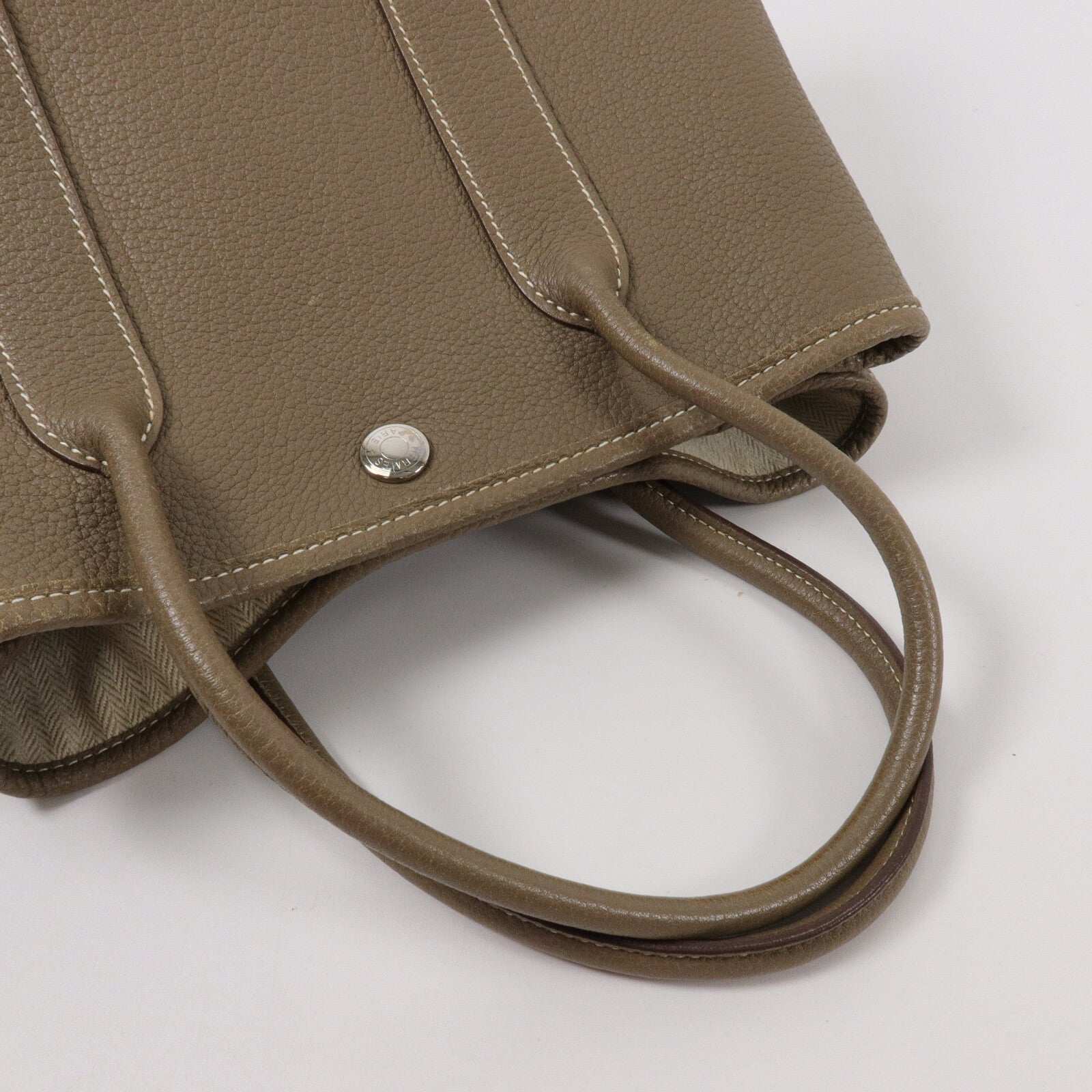 HERMES Negonda皮革Garden Party TPM手挽袋Etoupe