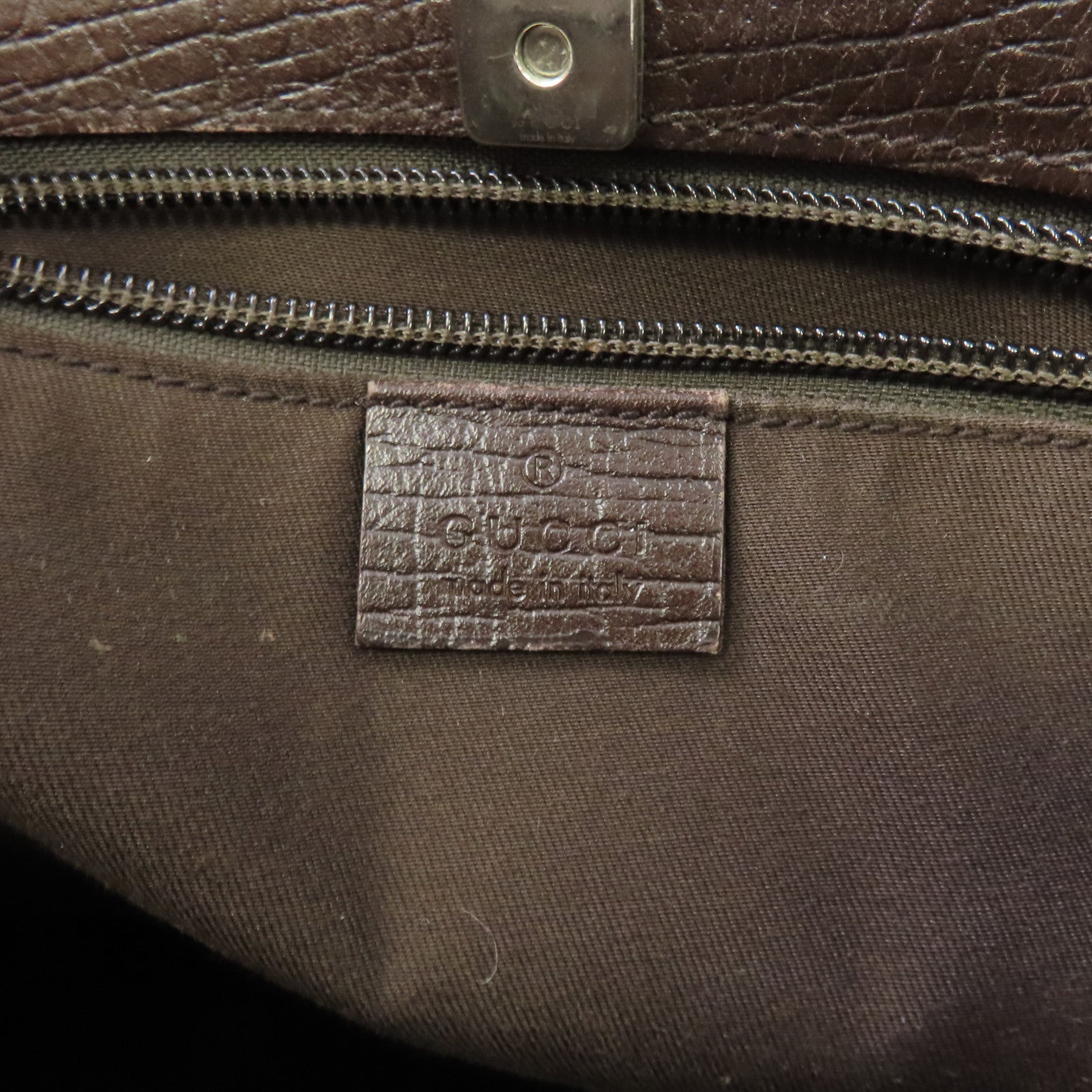 GUCCI 塗層帆布Tote Bag銀扣手挽袋棕色