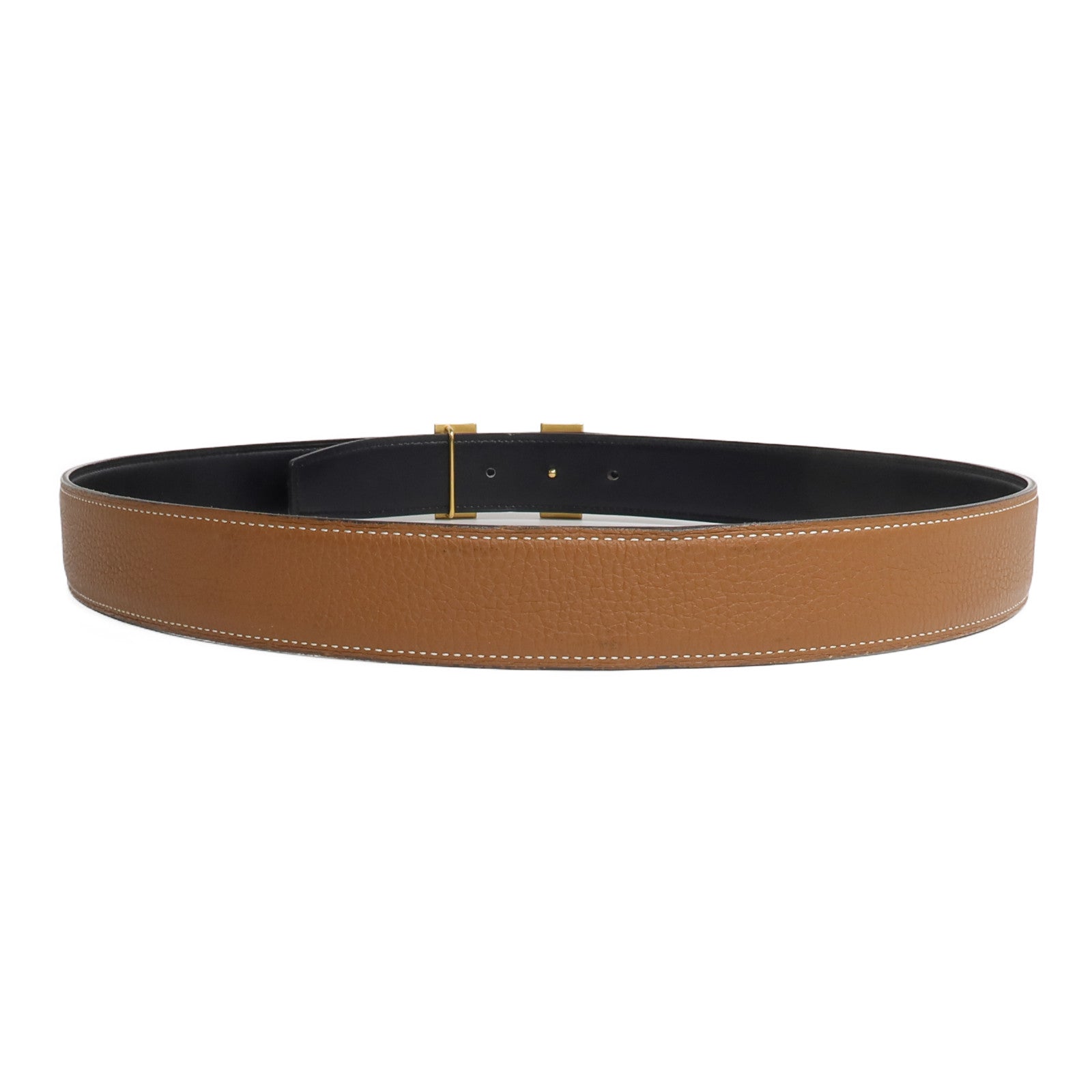 HERMES Clemence/Box Calf皮革Ceinture 5382皮帶Noir/Gold