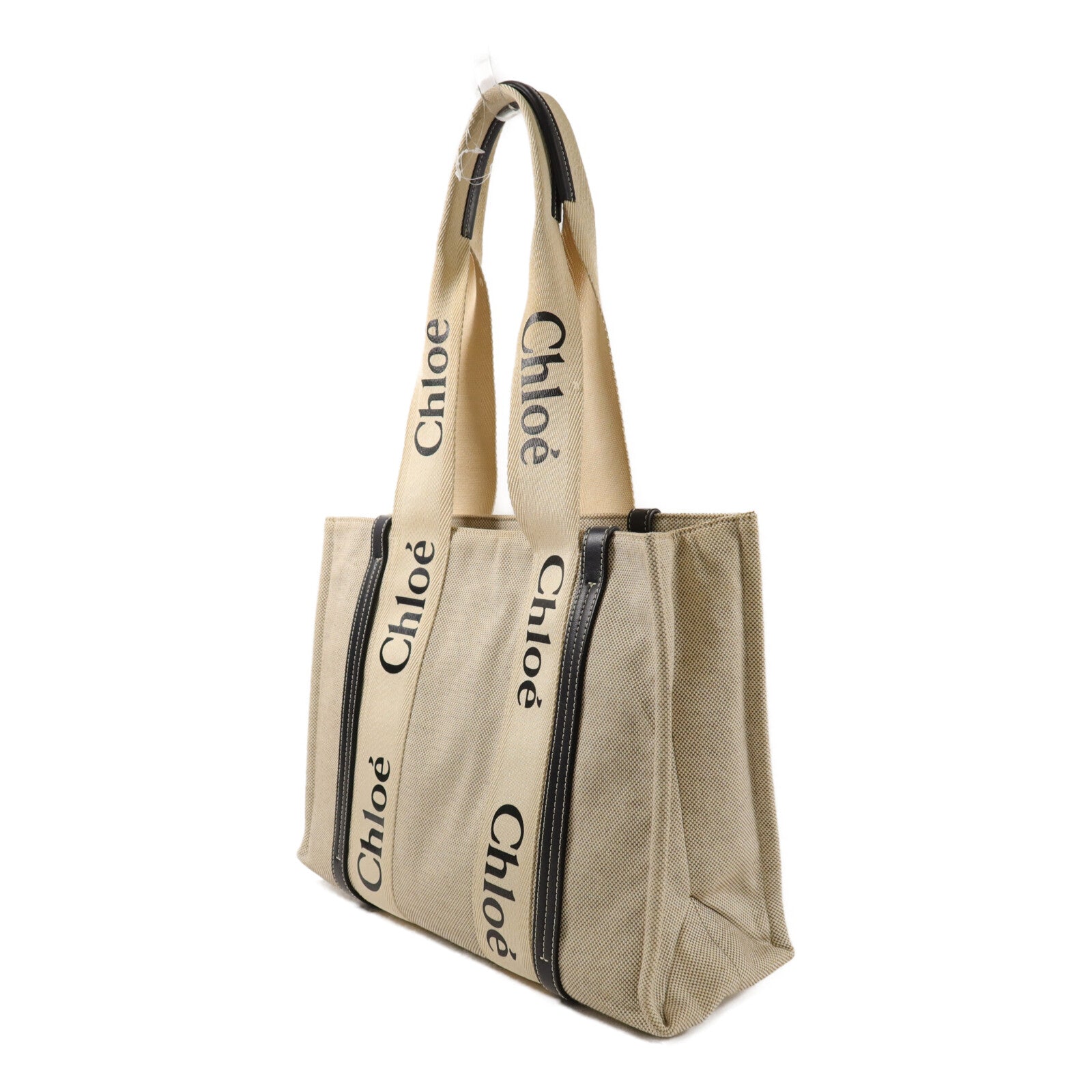 Chloe 帆布/牛皮皮革Woody Medium Tote Bag手挽袋