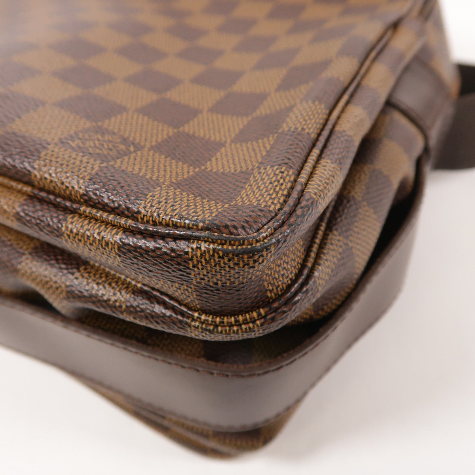 LOUIS VUITTON 【激減優惠】Damier Naviglio金扣肩背袋棕色