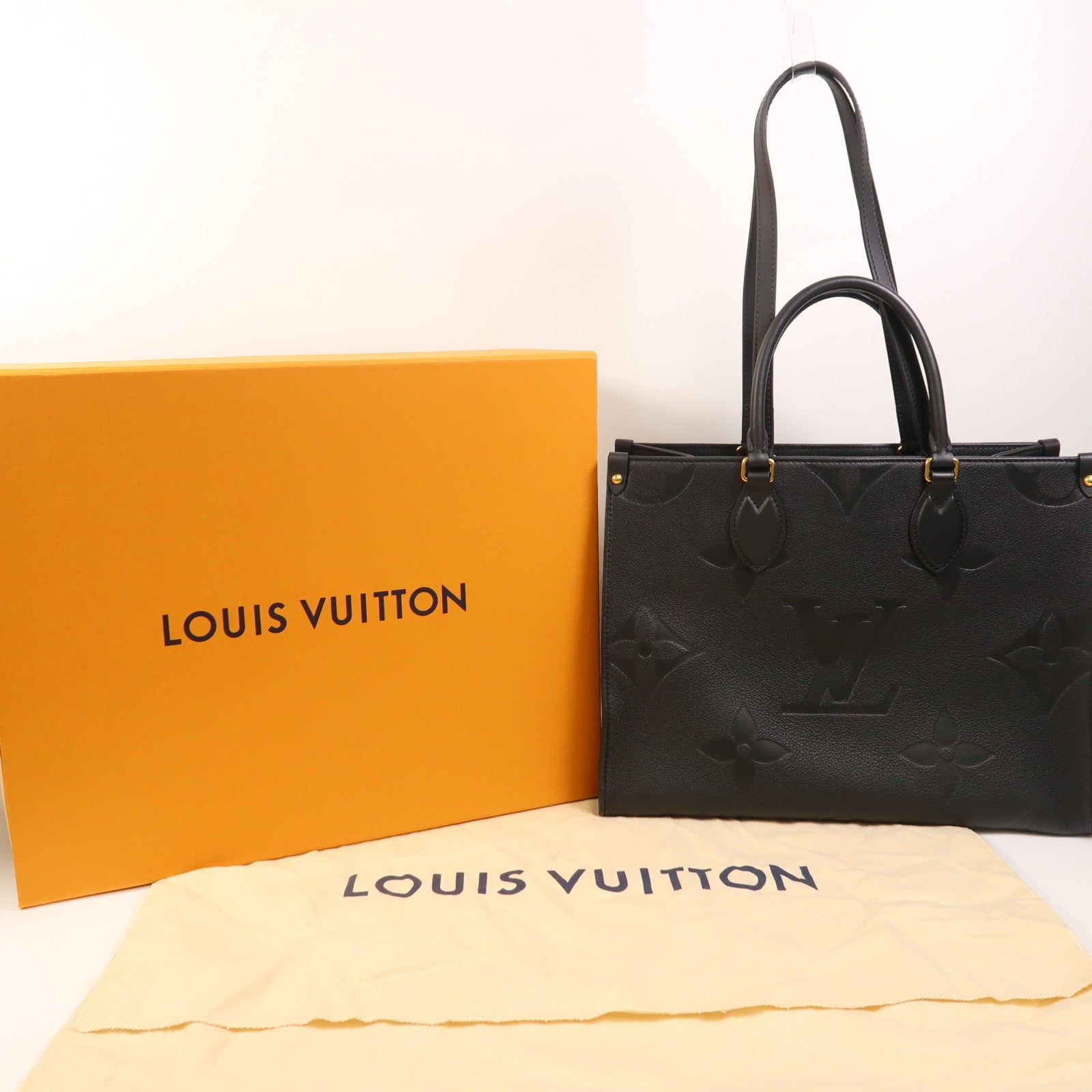 LOUIS VUITTON Monogram Empreinte On The Go MM金扣手挽肩背兩用袋