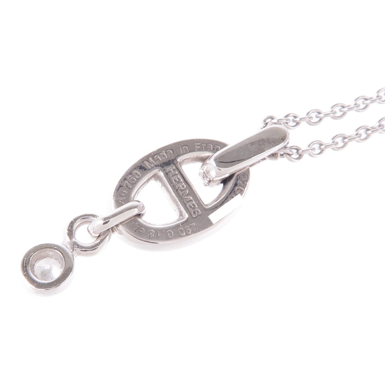 HERMES 18K白金Chaine d'ancre Enchainee鑽石項鍊