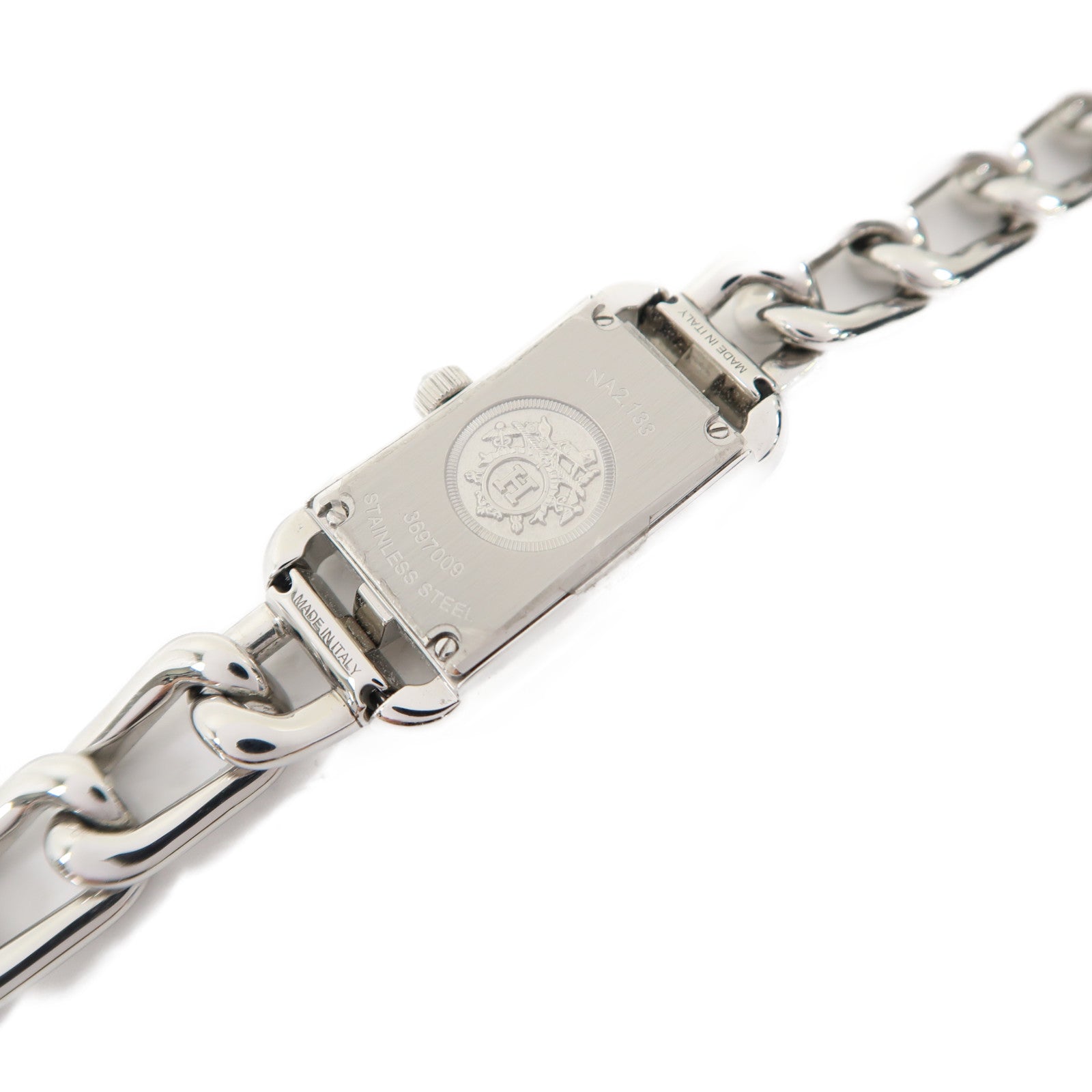 HERMES Nantucket Watch不鏽鋼/鑽石手錶石英機芯黑色