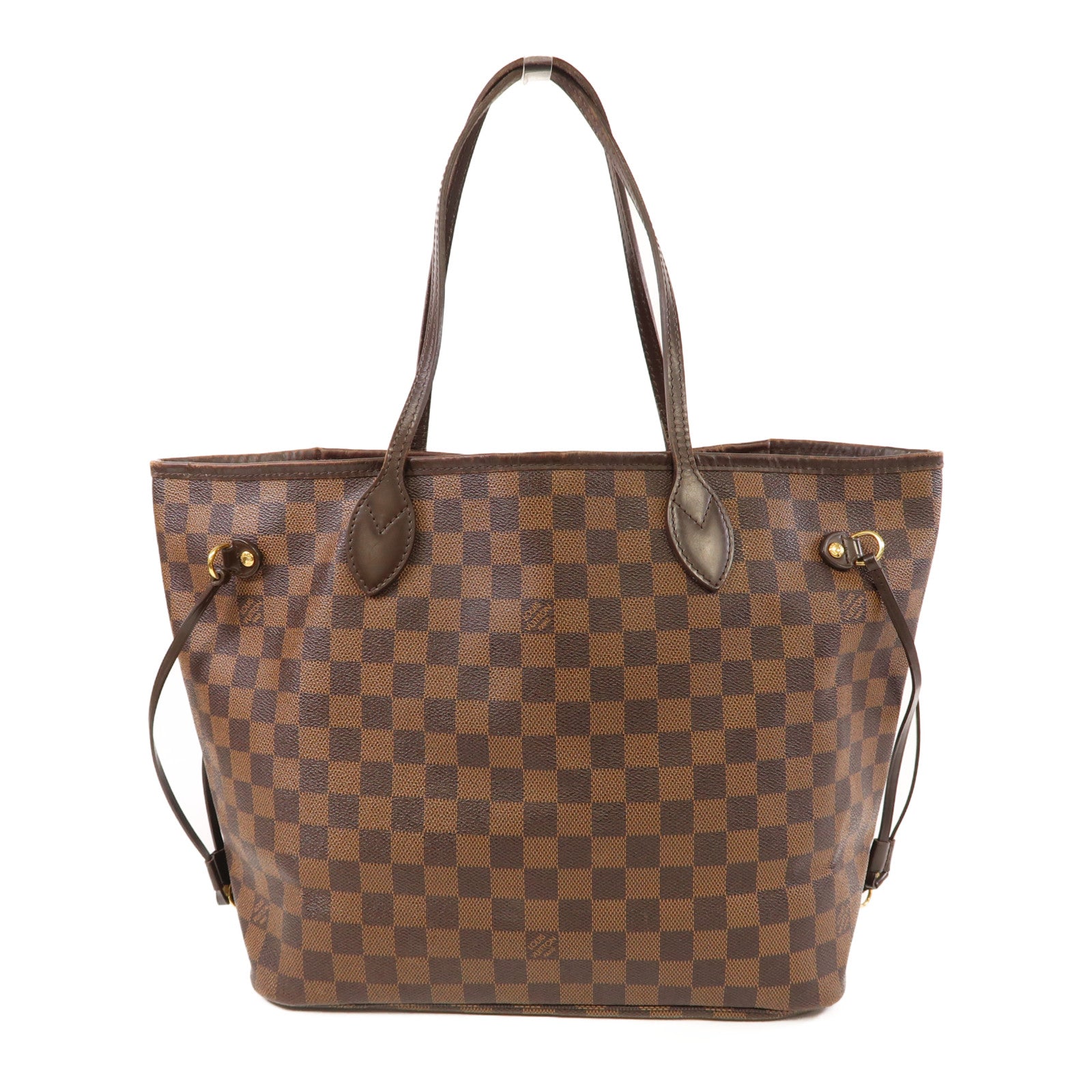LOUIS VUITTON Damier Ebene Neverfull MM金扣手挽袋啡色