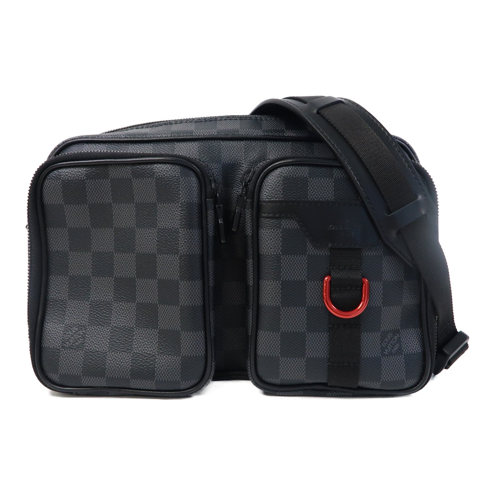 LOUIS VUITTON Damier Graphite Utility Messenger肩背袋黑色