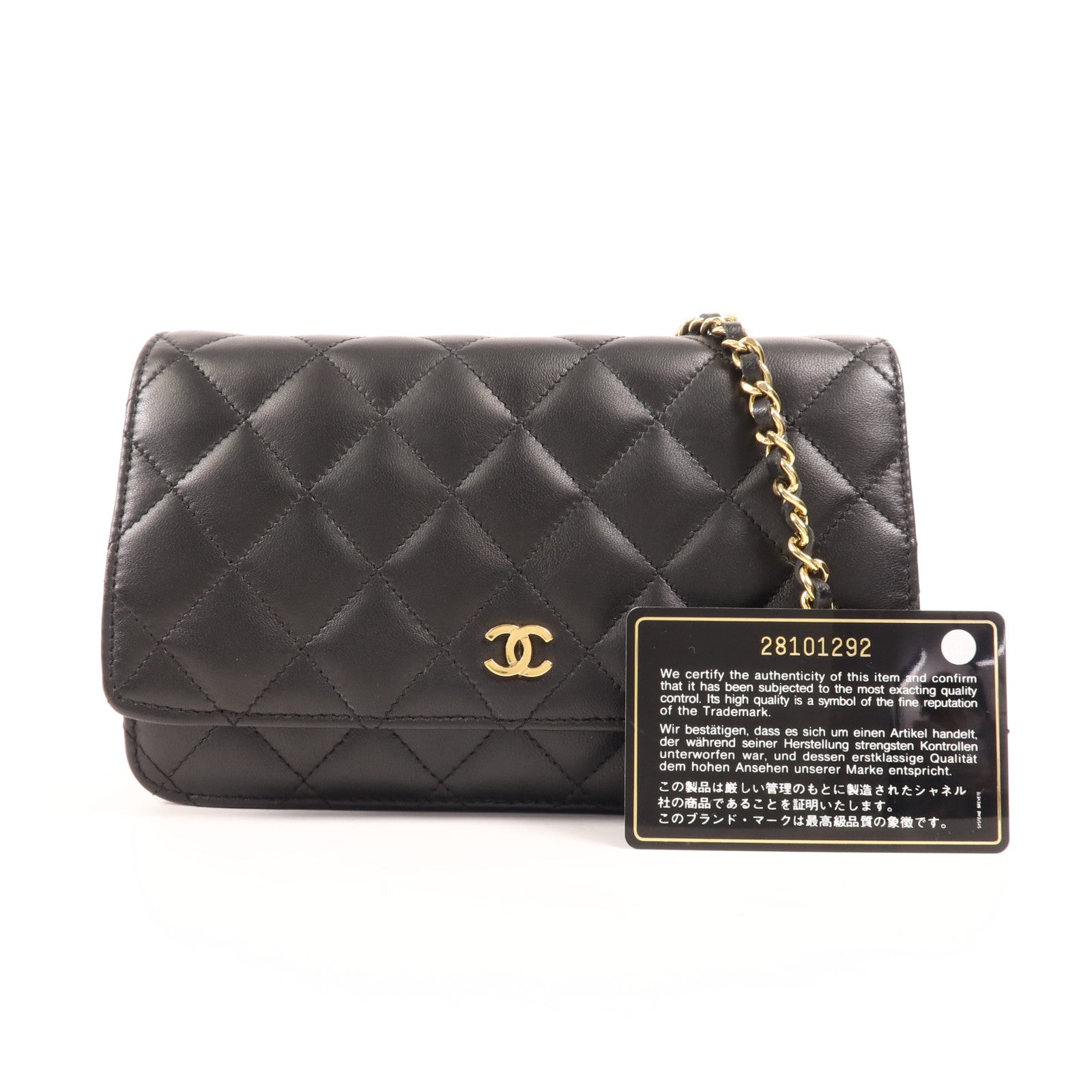 CHANEL 羊皮皮革WOC Wallet On Chain金扣鏈帶肩背袋