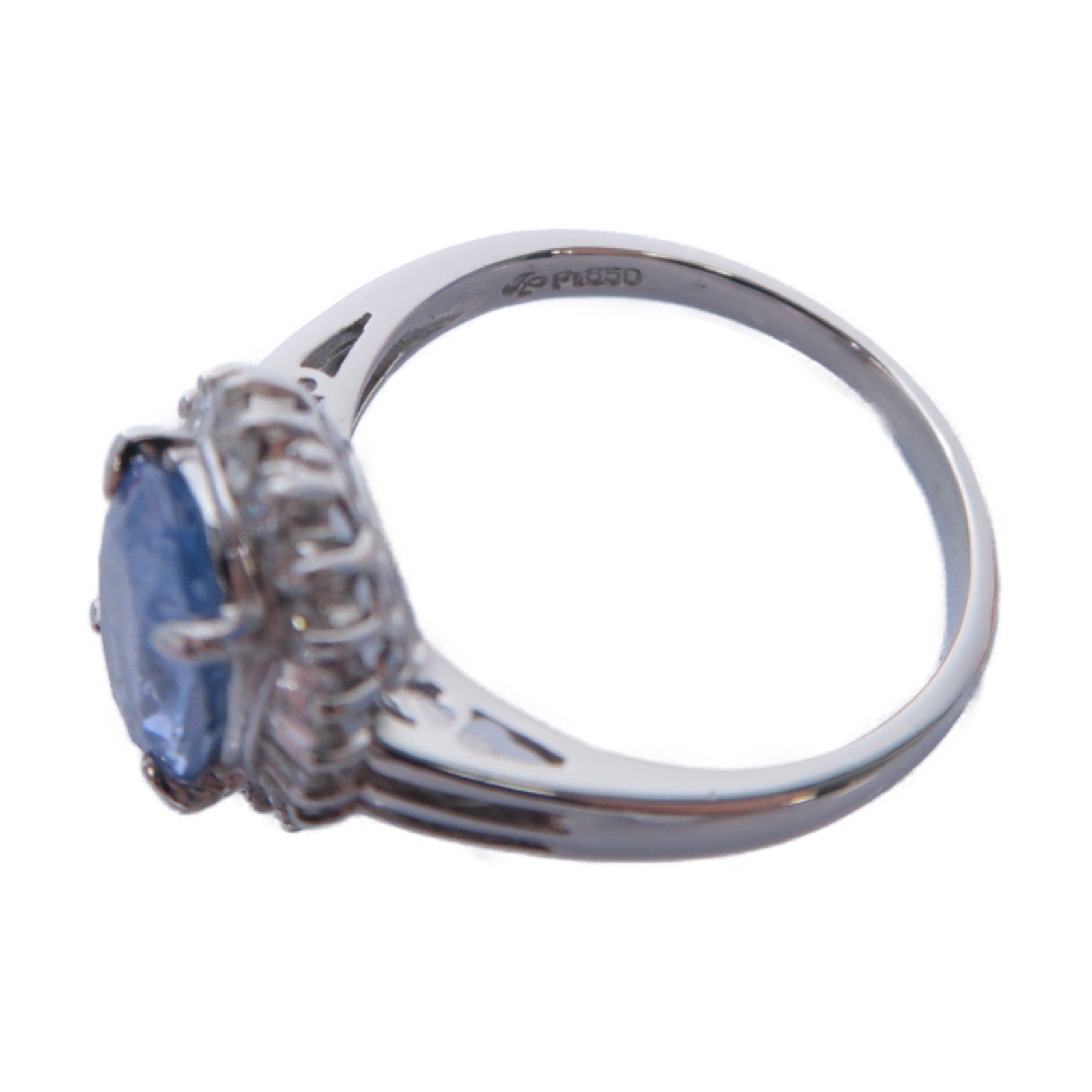 JEWELRY **【激減優惠】PT850鉑金Sapphire/Diamond Ring藍寶石/0.37ct鑽石戒指US#6.5