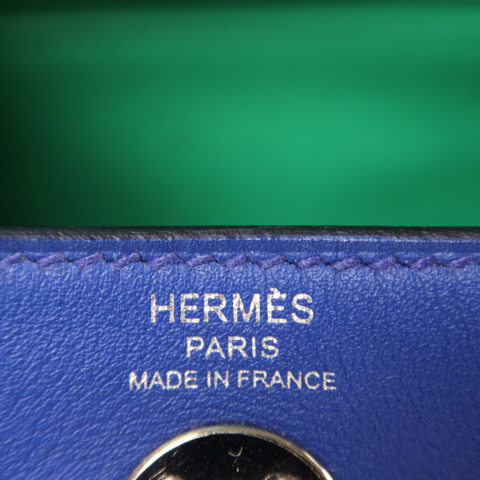HERMES Swift皮革Mini Lindy手挽肩背兩用袋Bleu Royal/Menthe