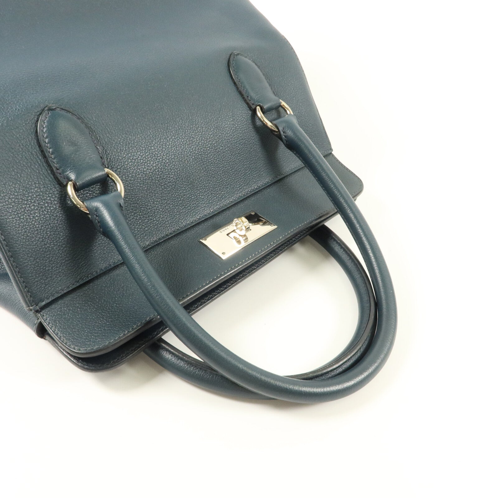 HERMES Evercolor皮革Toolbox 26手挽肩背兩用袋Bleu Ocean