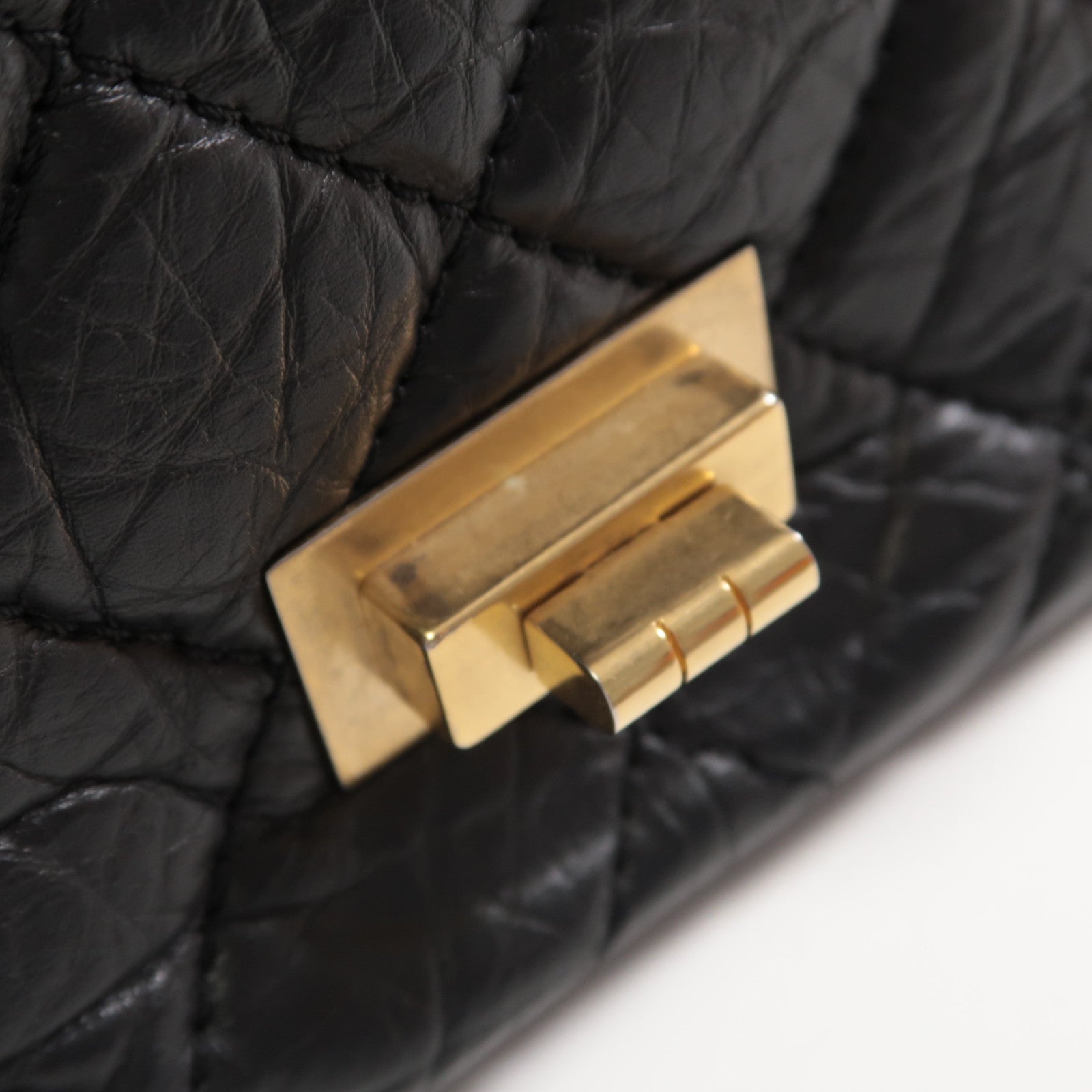 CHANEL 菱格羊皮皮革2.55金扣鏈帶肩背袋黑色