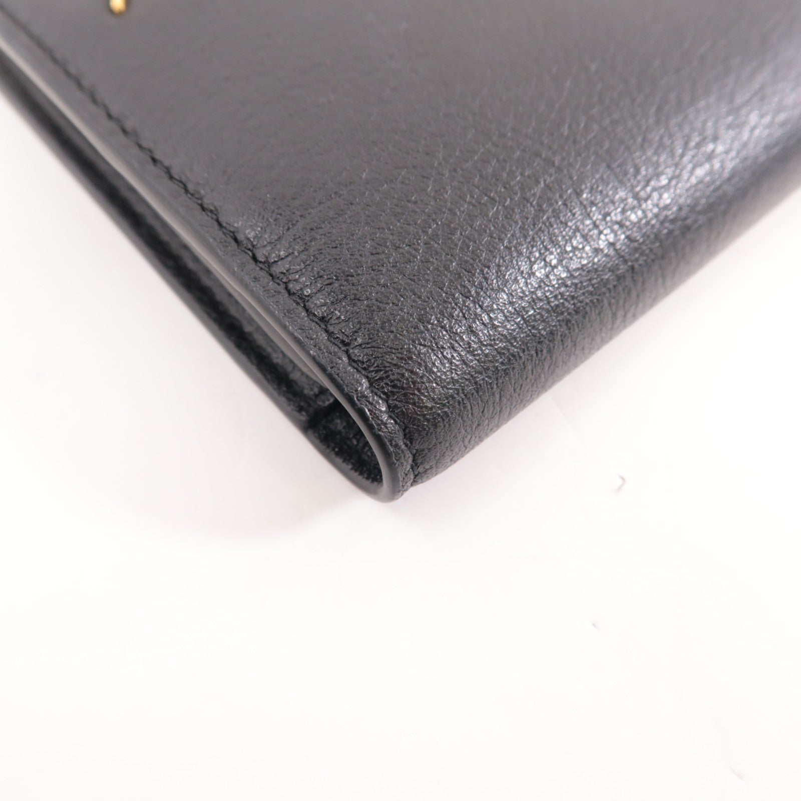 YVES SAINT LAURENT 牛皮皮革Tiny Long Wallet金扣長錢包黑色