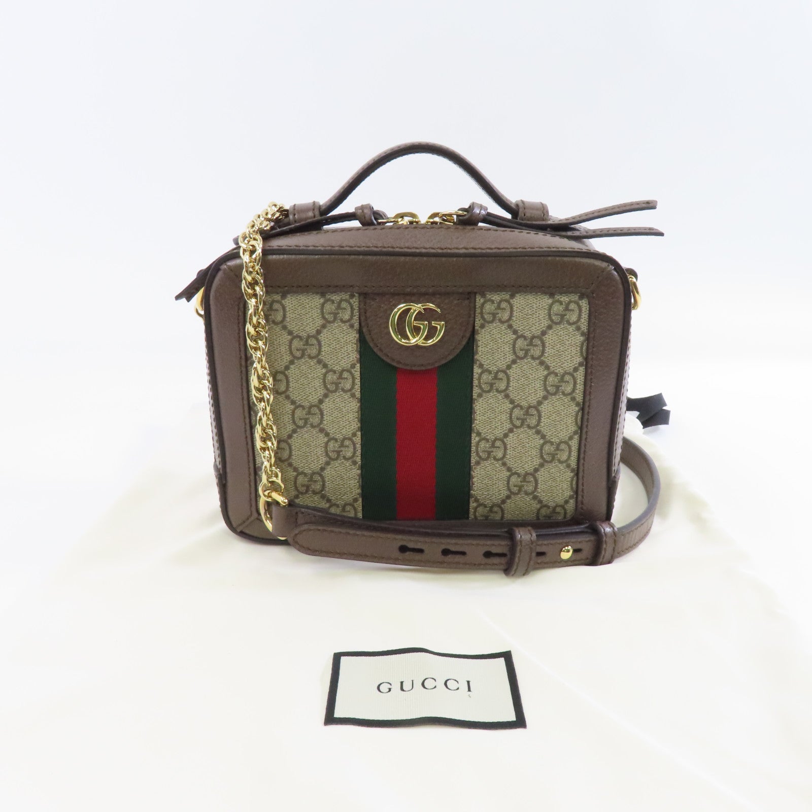 GUCCI 塗層帆布Ophidia GG Mini Supreme金扣手挽肩背兩用袋啡色