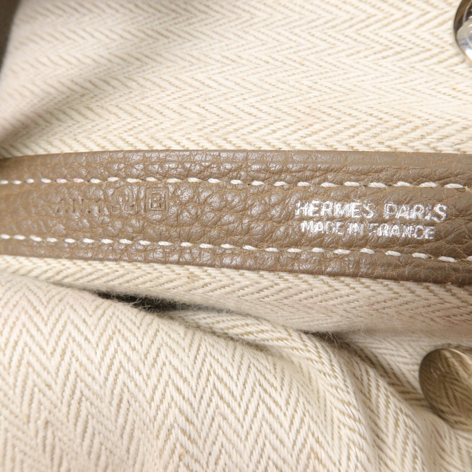 HERMES Negonda皮革Garden Party TPM手挽袋Etoupe