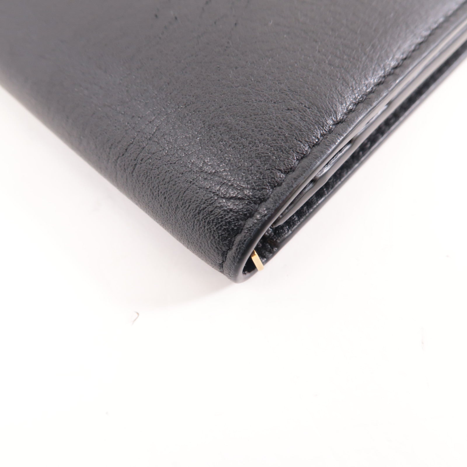 YVES SAINT LAURENT 牛皮皮革Tiny Long Wallet金扣長錢包黑色