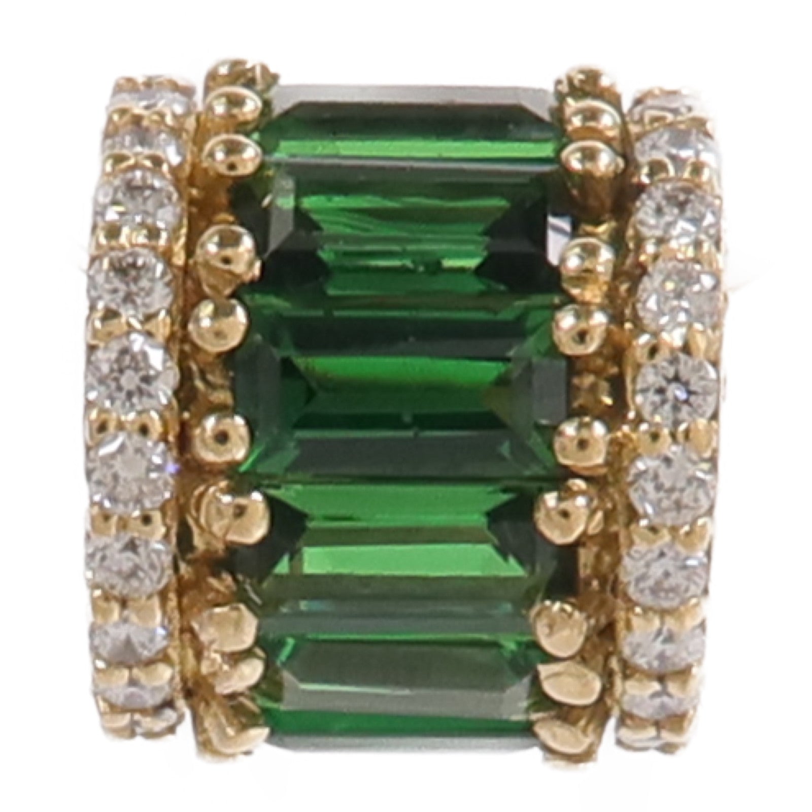 JEWELRY 18K黃金Tsavorite Diamond Top沙弗萊石/鑽石吊墜