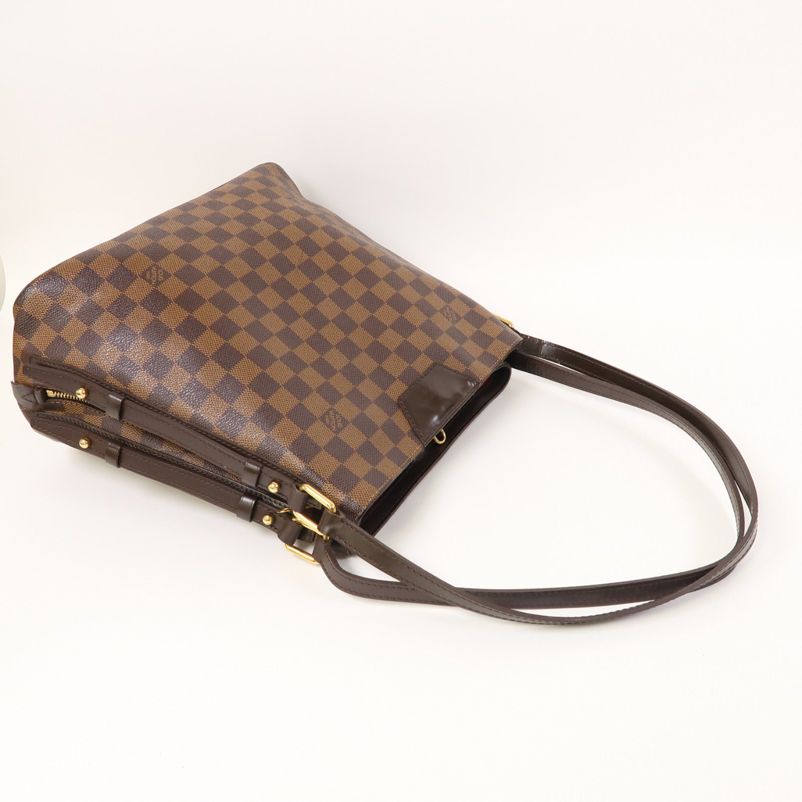 LOUIS VUITTON Damier Ebene Cabas Rivington金扣肩背袋啡色