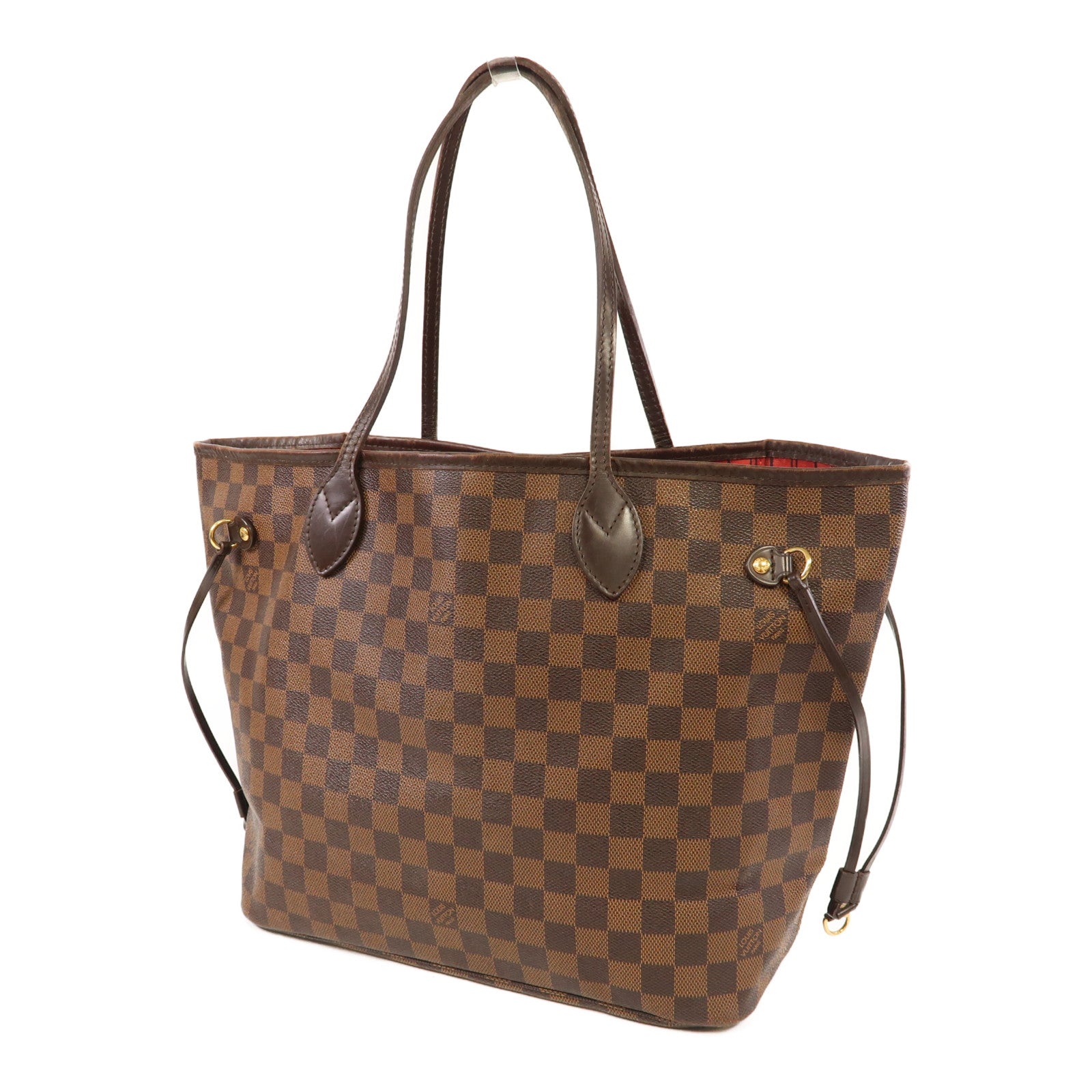 LOUIS VUITTON Damier Ebene Neverfull MM金扣手挽袋啡色