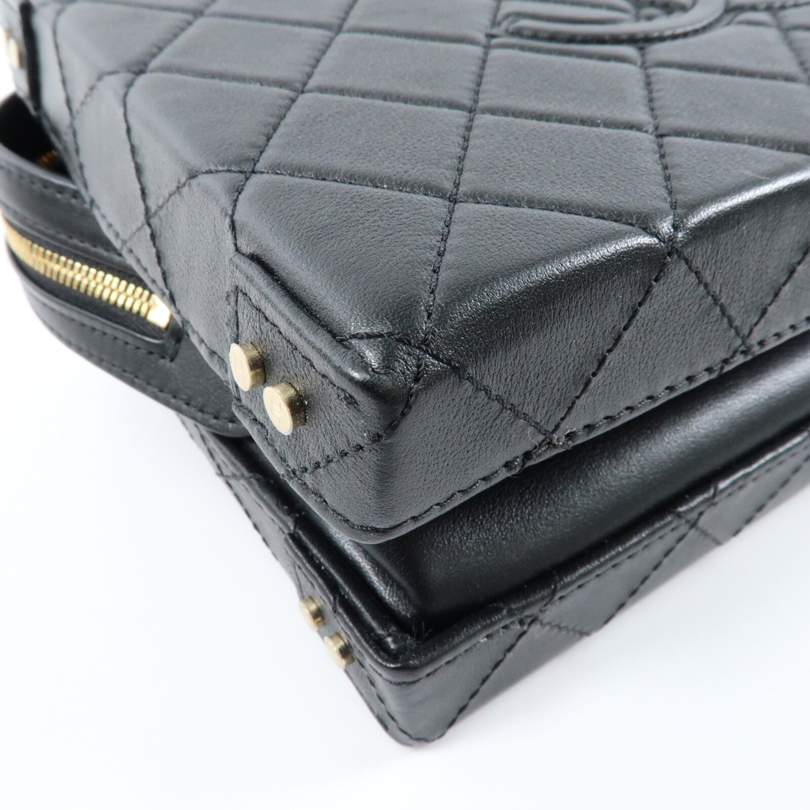 CHANEL 牛皮皮革Vanity Case金扣手挽肩背兩用袋