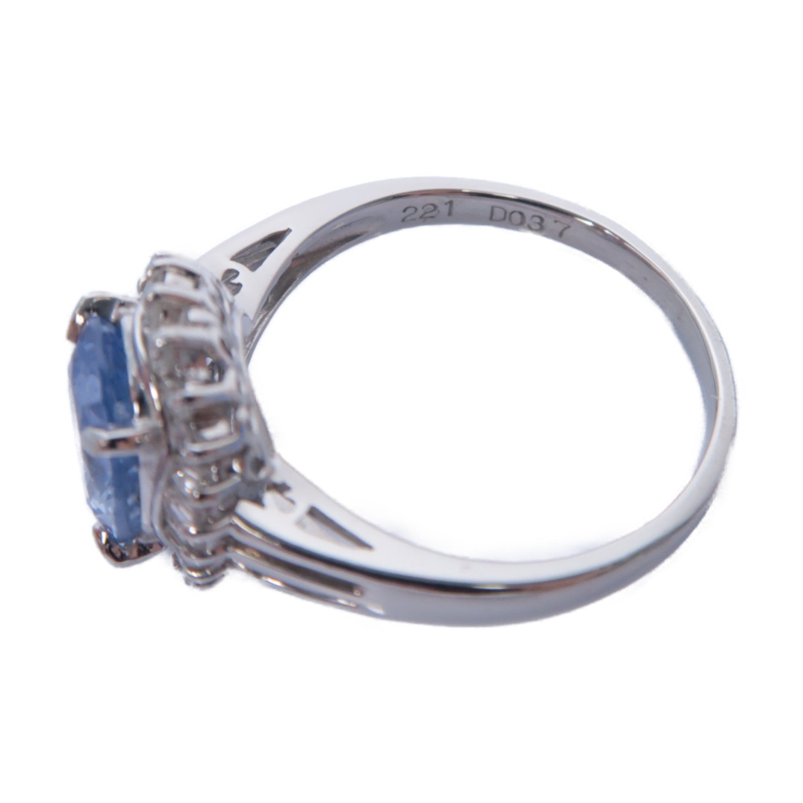 JEWELRY **【激減優惠】PT850鉑金Sapphire/Diamond Ring藍寶石/0.37ct鑽石戒指US#6.5