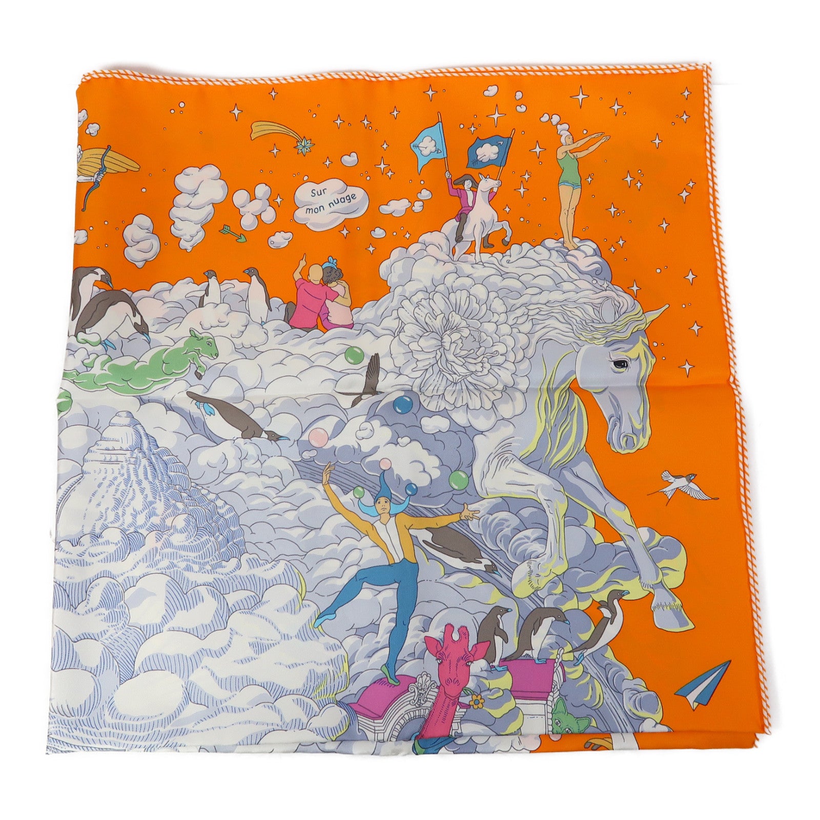 HERMES 絲質Scarf圍巾彩色