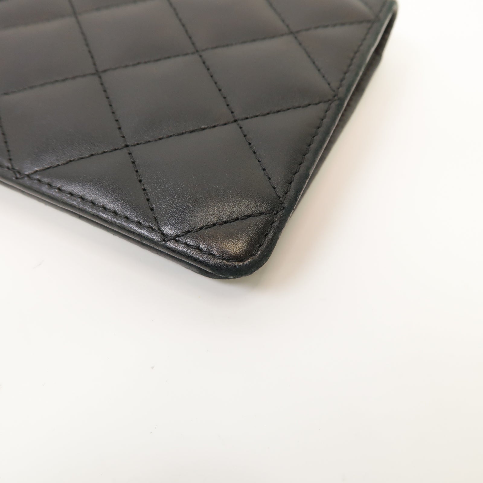 CHANEL 【激減優惠】菱格牛皮皮革Cambon Long Wallet銀扣長錢包黑色