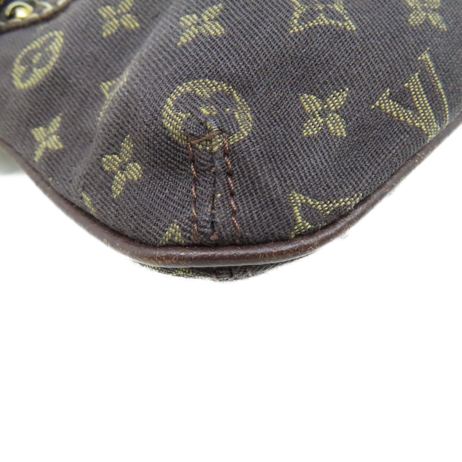 LOUIS VUITTON 【激減優惠】Monogram Mini Lin Pochette Accessoires金扣鏈帶肩帶袋啡色