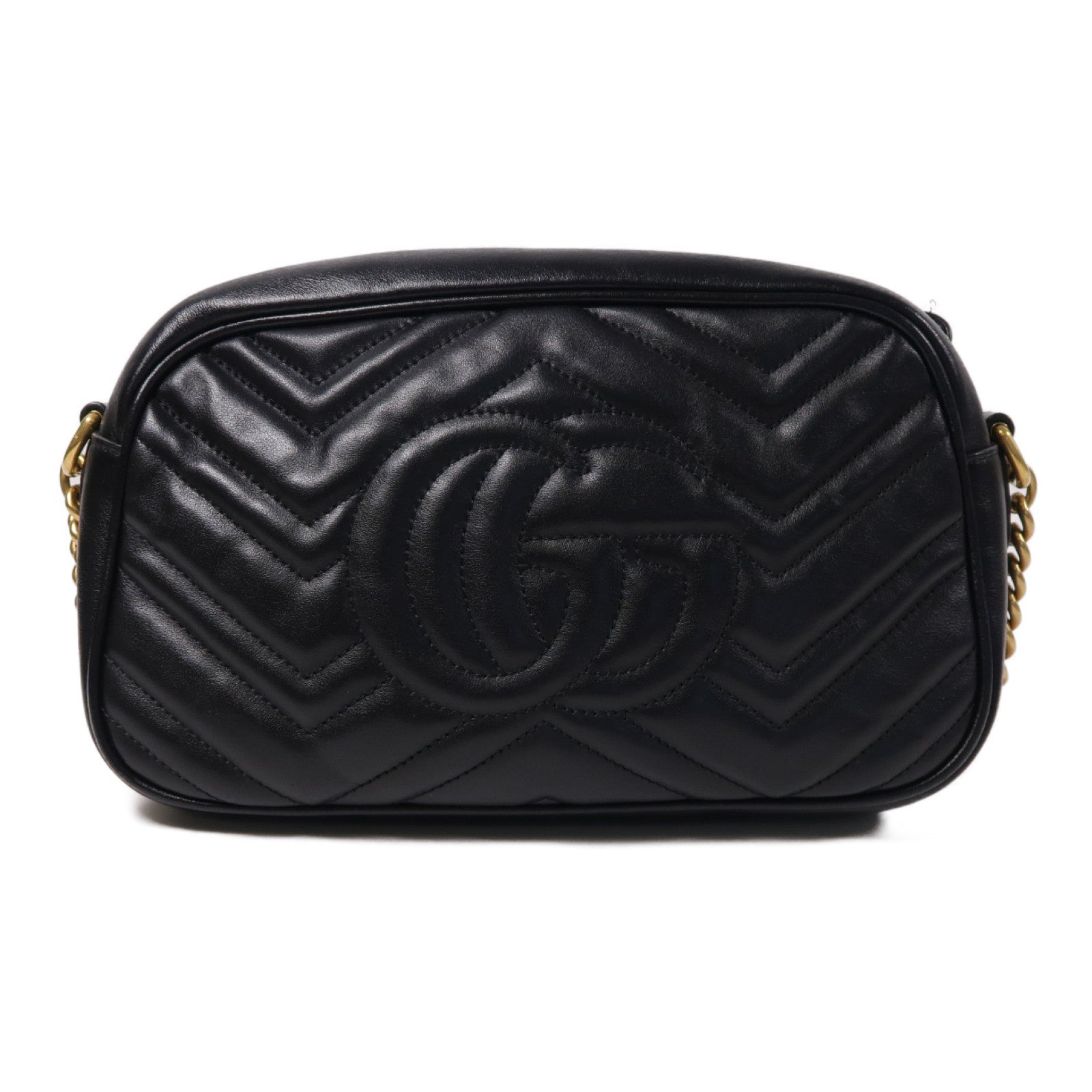 GUCCI 牛皮皮革GG Marmont Chain Shoulder Bag金扣肩背袋黑色