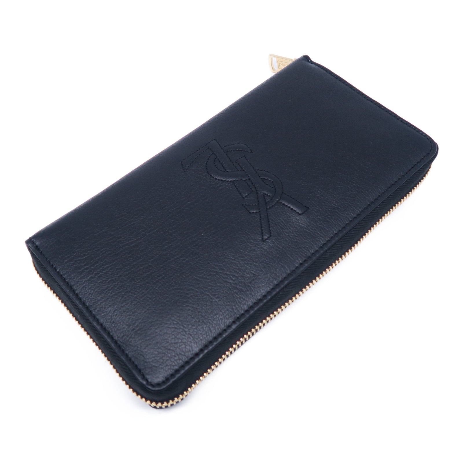 YVES SAINT LAURENT 【激減優惠】牛皮皮革Long Wallet金扣長錢包黑色