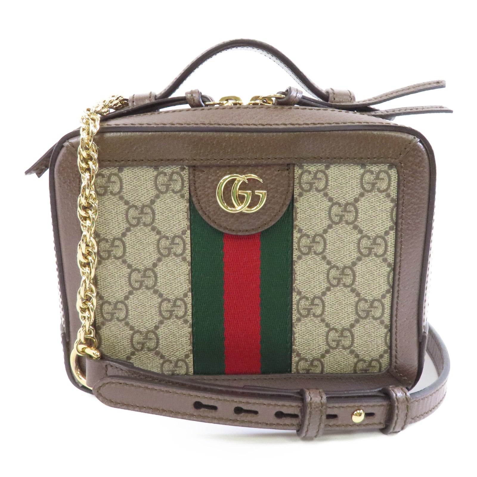 GUCCI 塗層帆布Ophidia GG Mini Supreme金扣手挽肩背兩用袋啡色