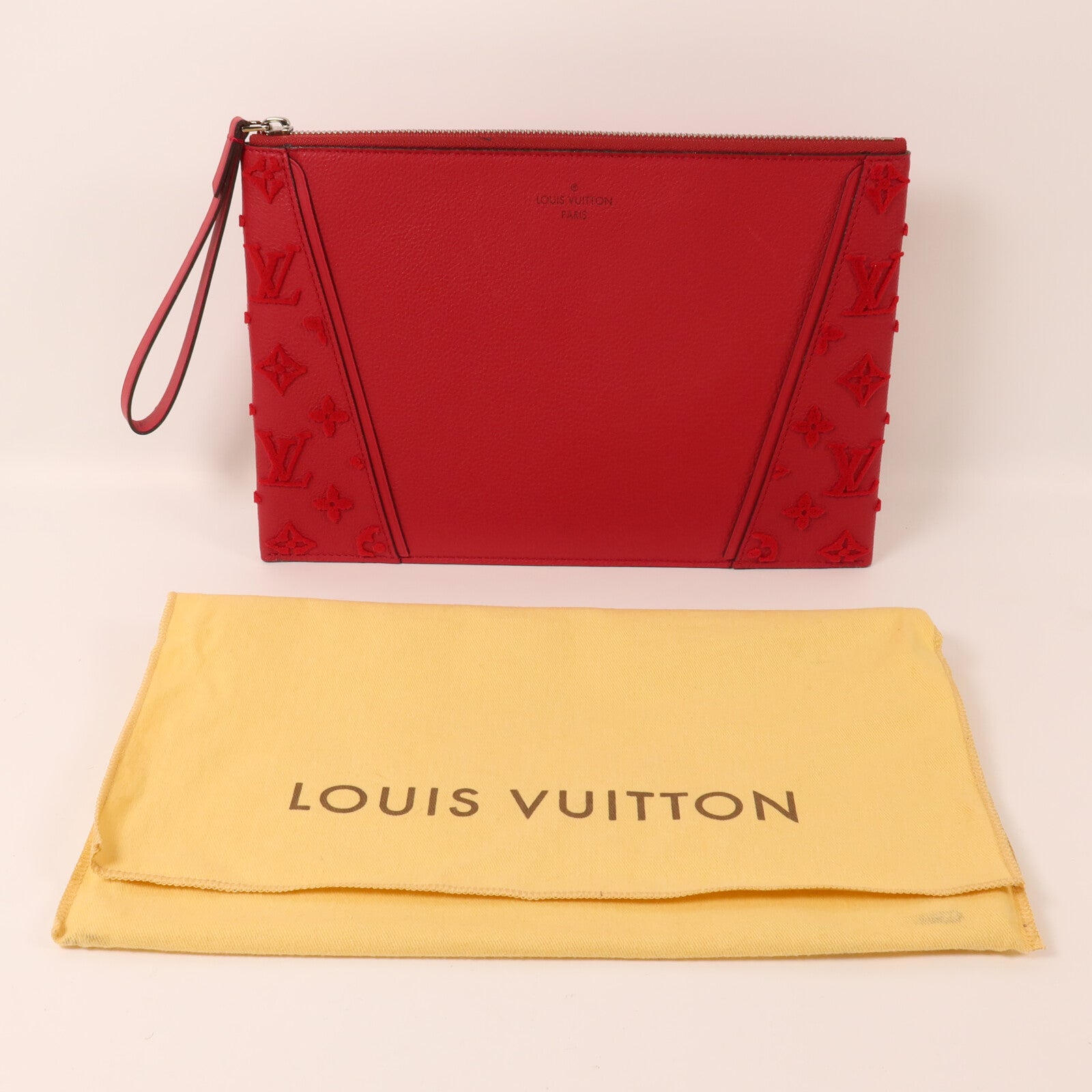 LOUIS VUITTON Monogram Veau Cachemire W Pochette Pouch