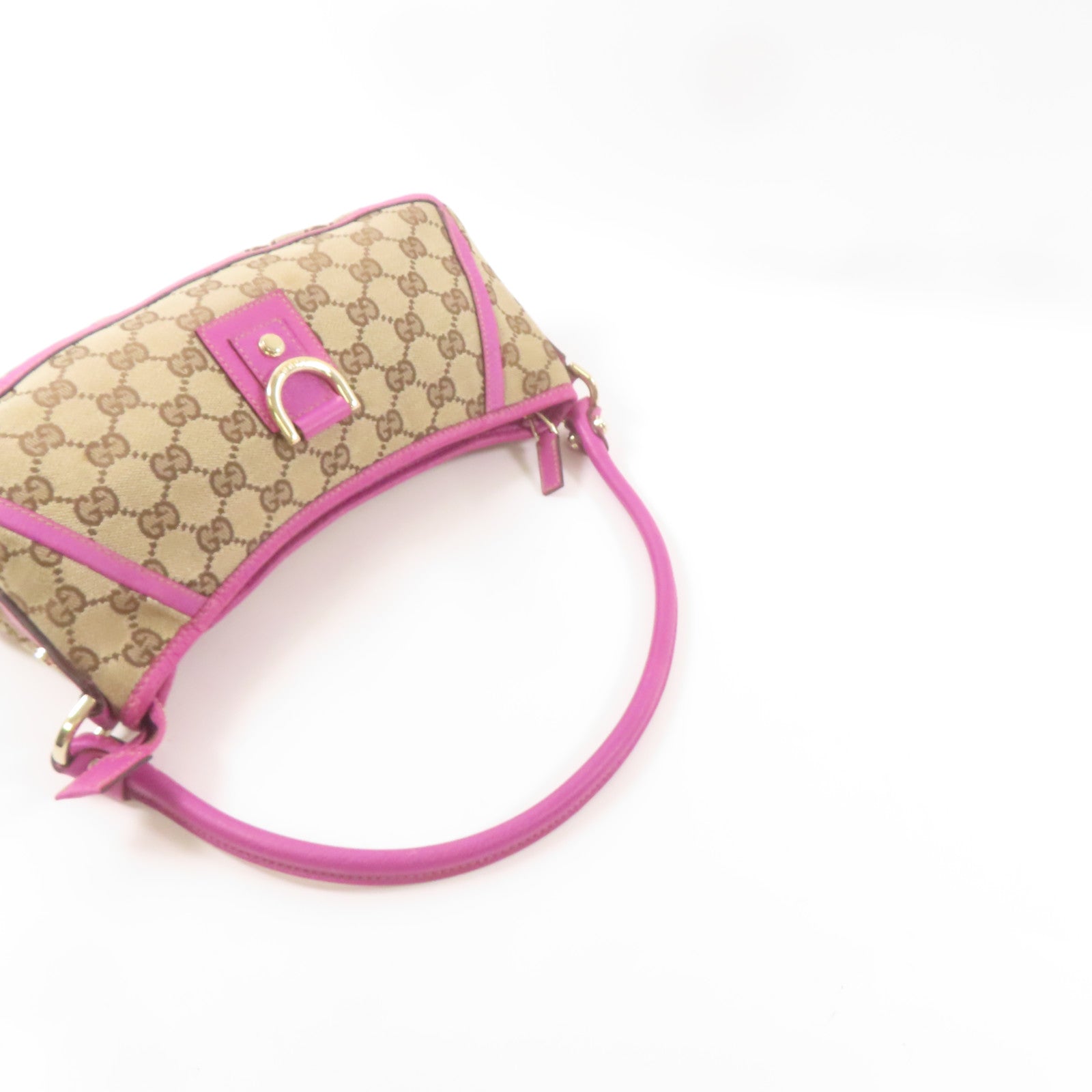 GUCCI 帆布Abbey Hand Bag金扣手挽袋棕色/紫色