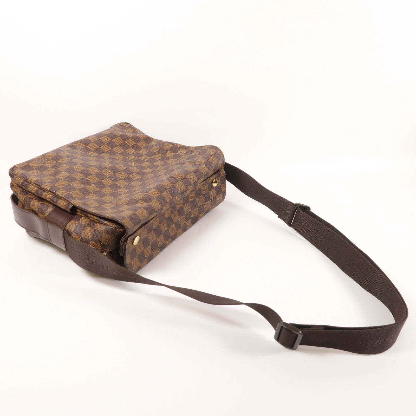 LOUIS VUITTON 【激減優惠】Damier Naviglio金扣肩背袋棕色