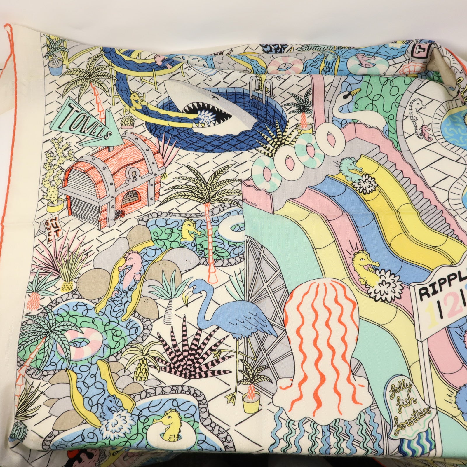 HERMES 羊絨/絲質Scarf 140X140絲巾
