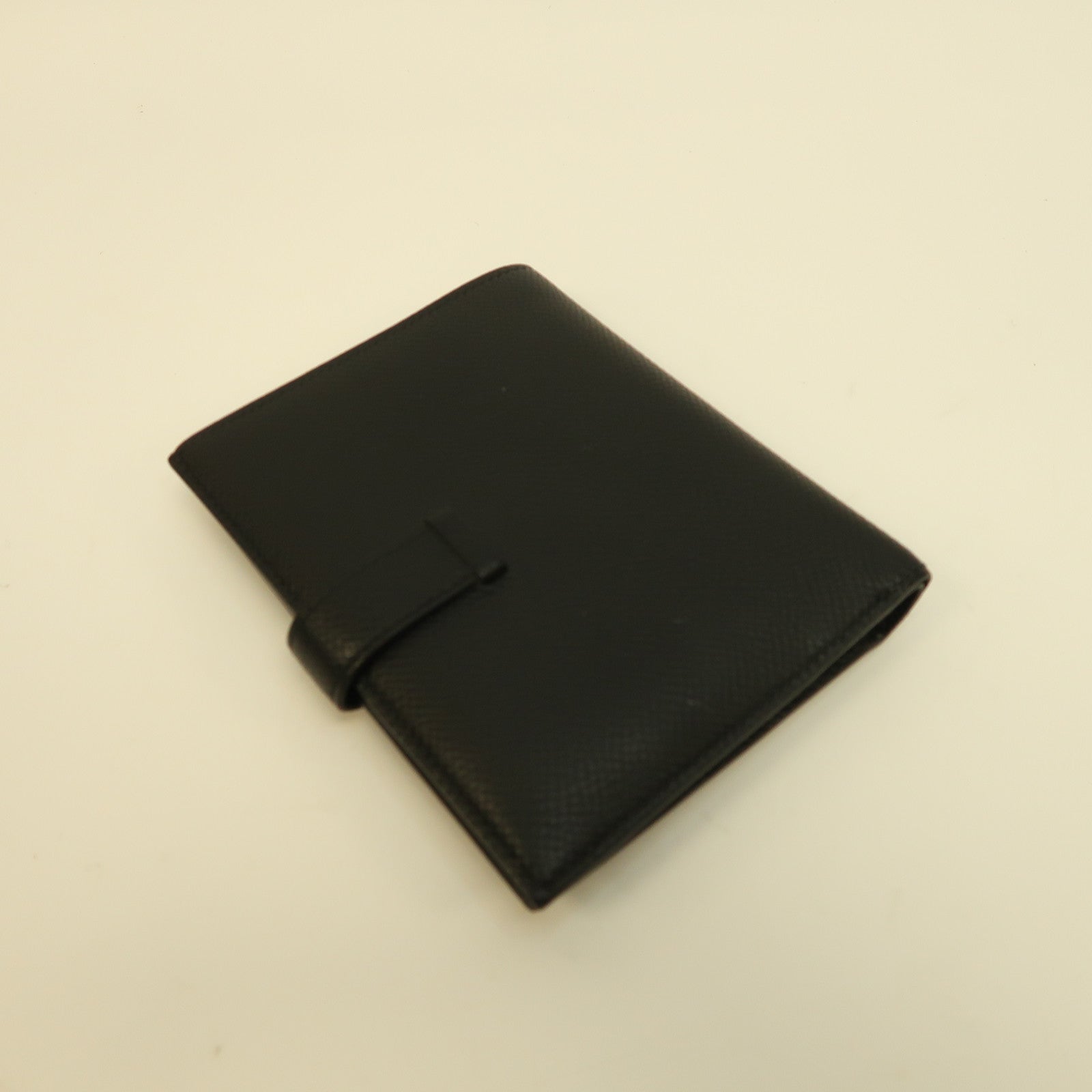 HERMES Epsom皮革Bearn Compact Wallet金扣錢包黑色