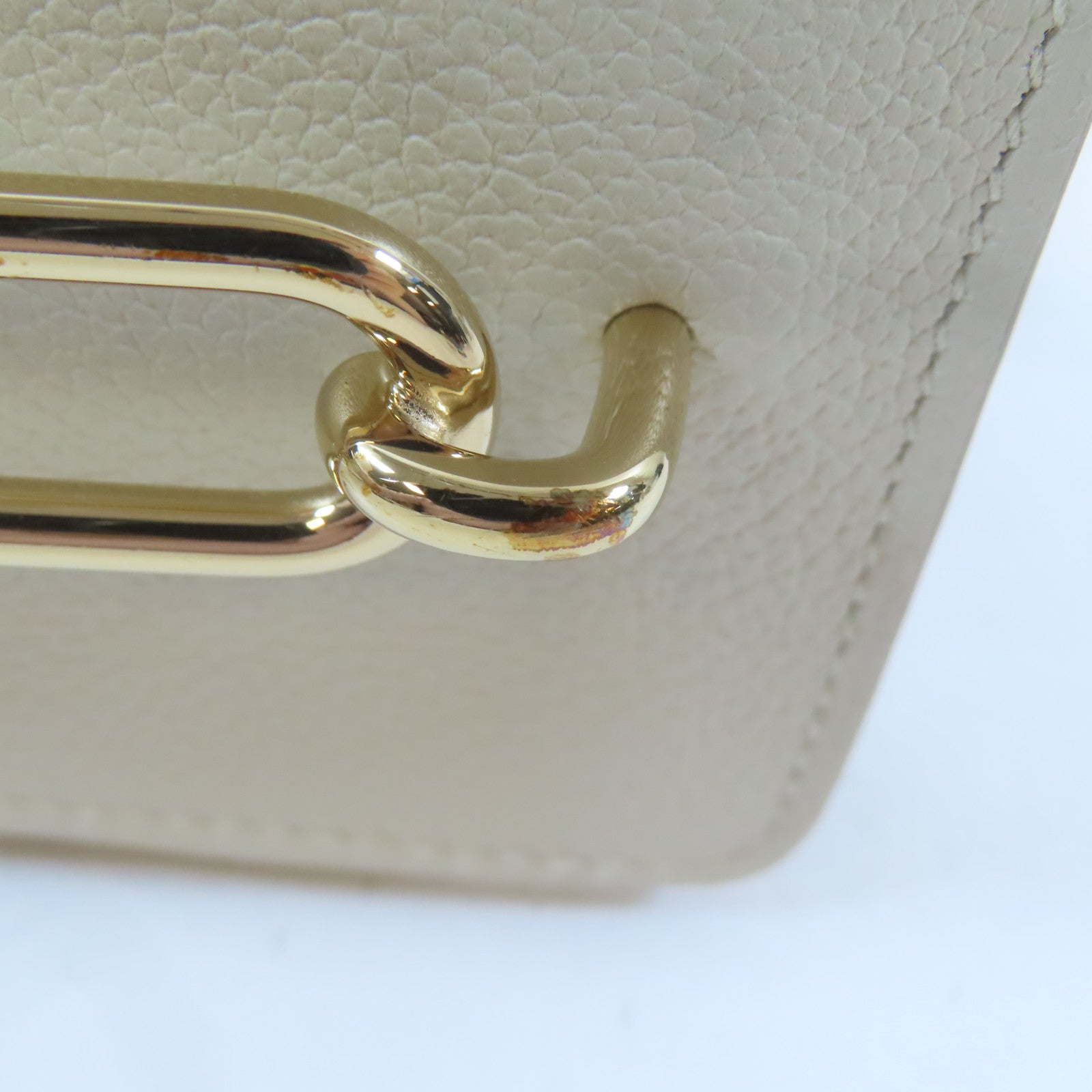 HERMES Chevre皮革Roulis Slim金扣錢包Nata白色
