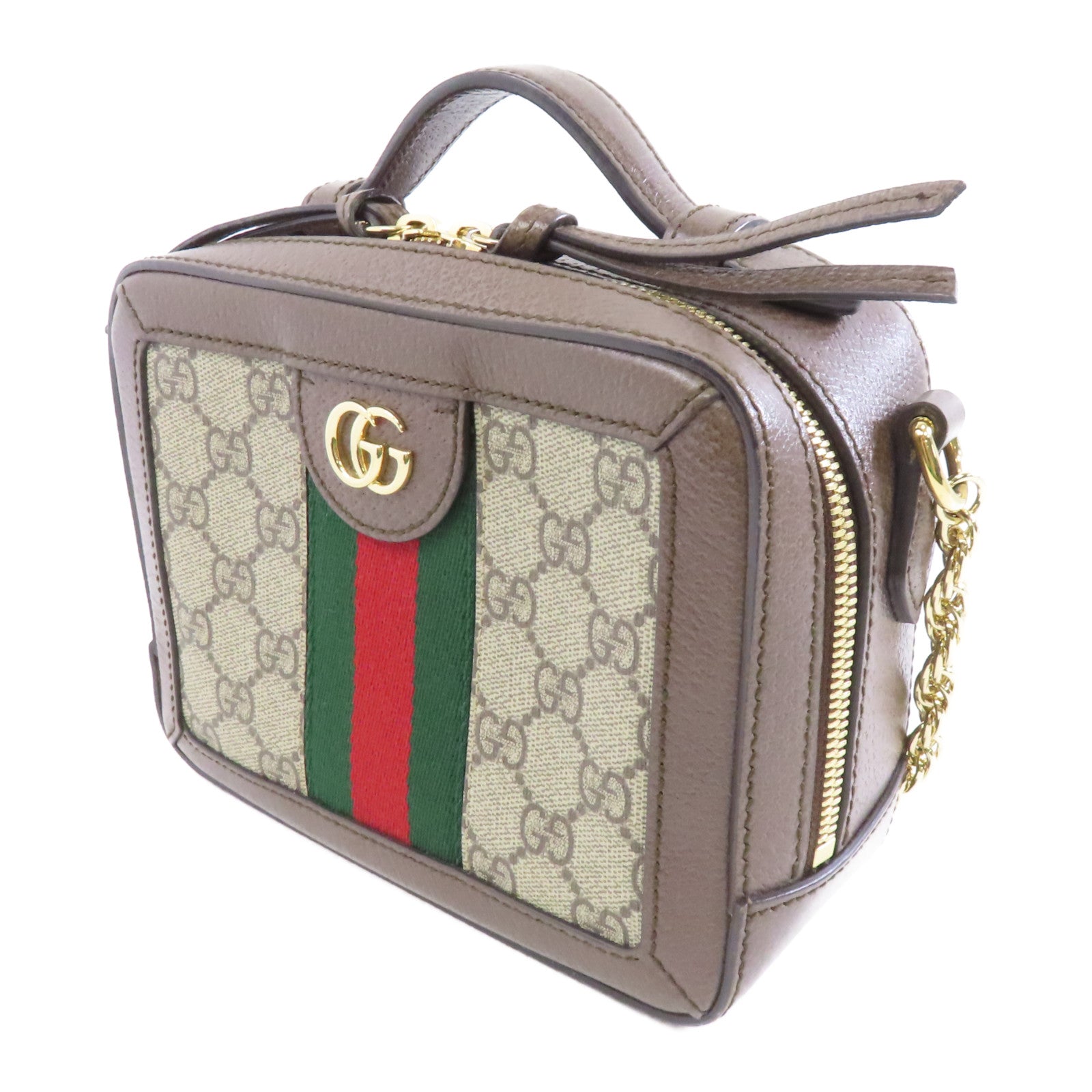 GUCCI 塗層帆布Ophidia GG Mini Supreme金扣手挽肩背兩用袋啡色