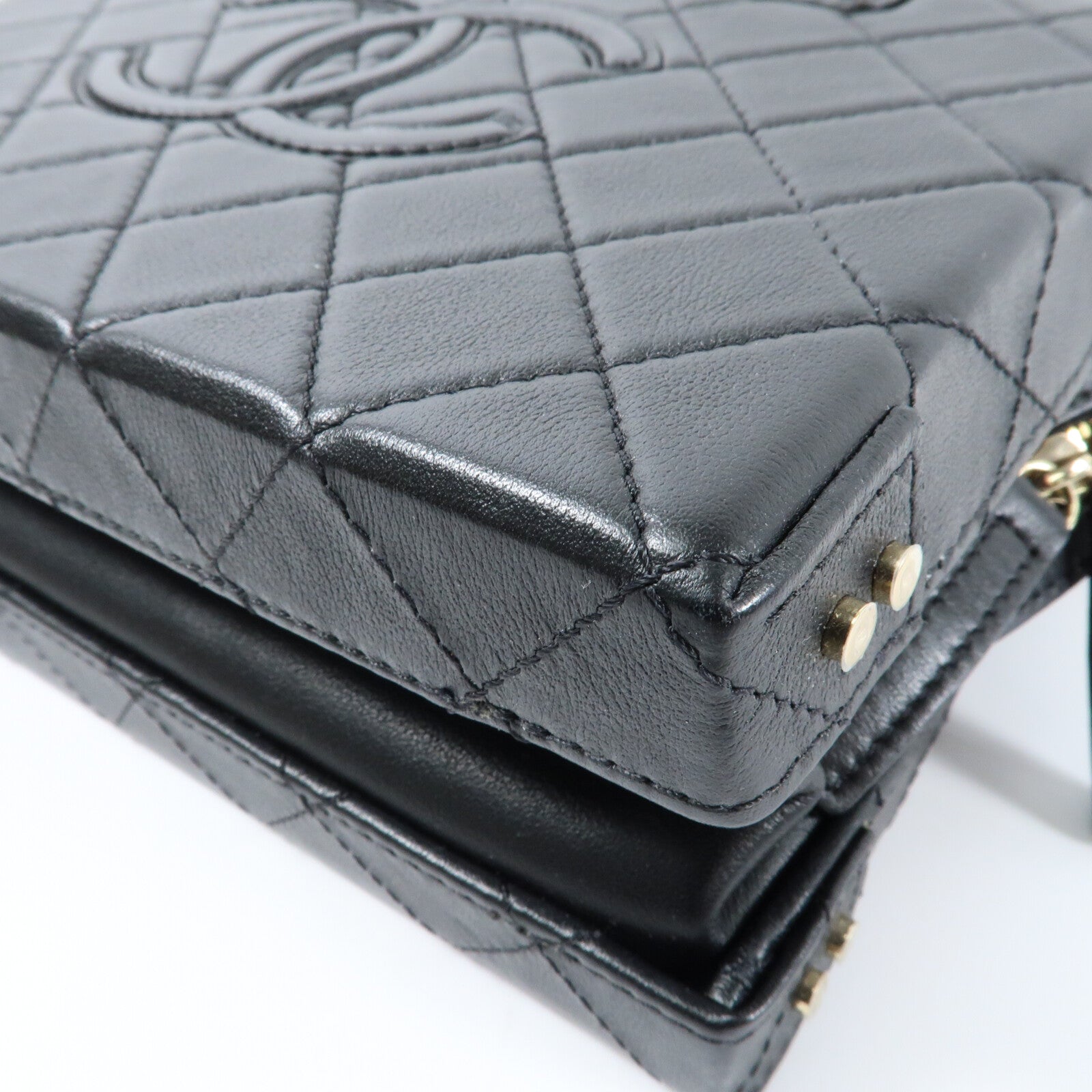 CHANEL 牛皮皮革Vanity Case金扣手挽肩背兩用袋