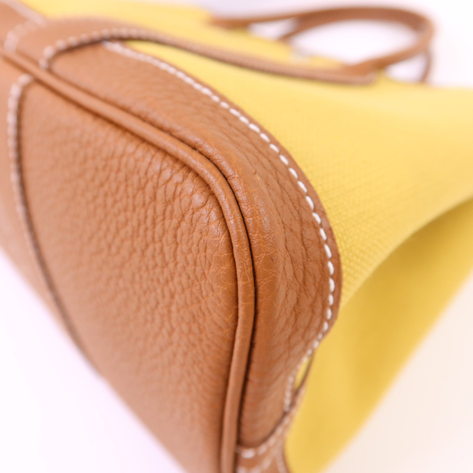 HERMES 帆布Garden Party TPM銀扣手挽袋Gold
