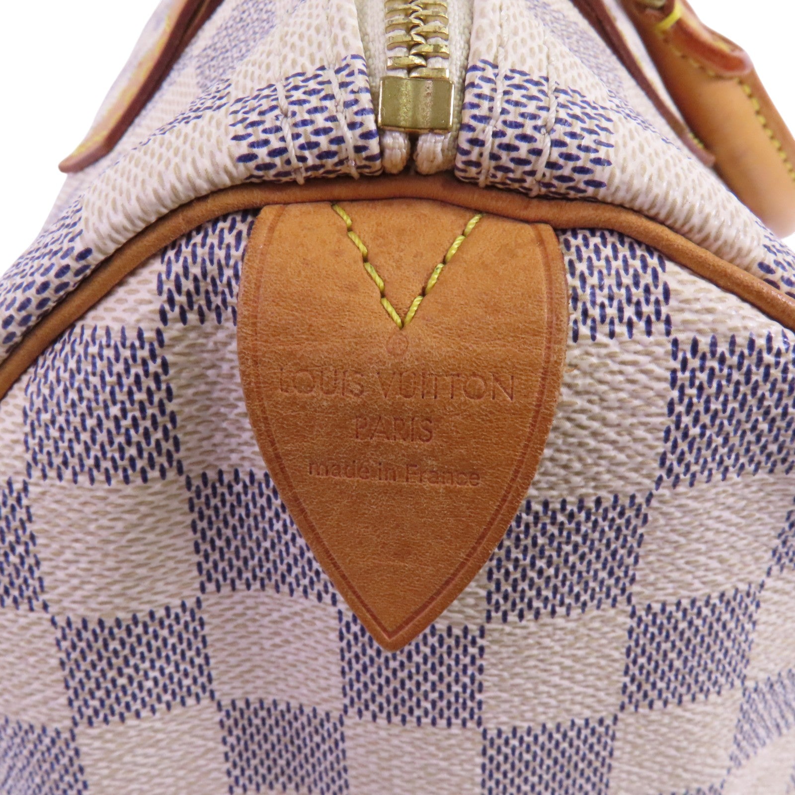 LOUIS VUITTON Damier Azur Speedy 30金扣手挽袋