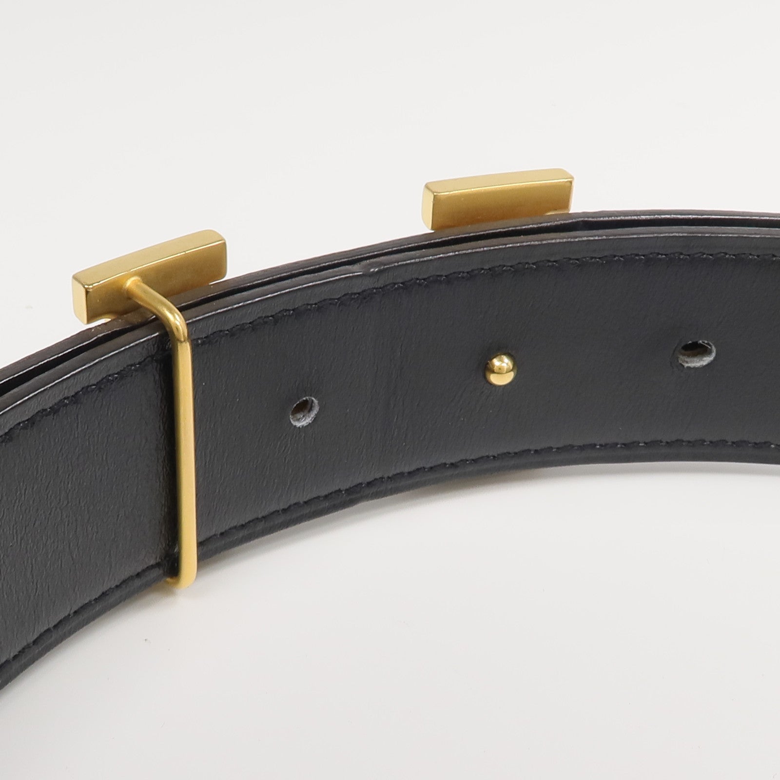 HERMES Clemence/Box Calf皮革Ceinture 5382皮帶Noir/Gold