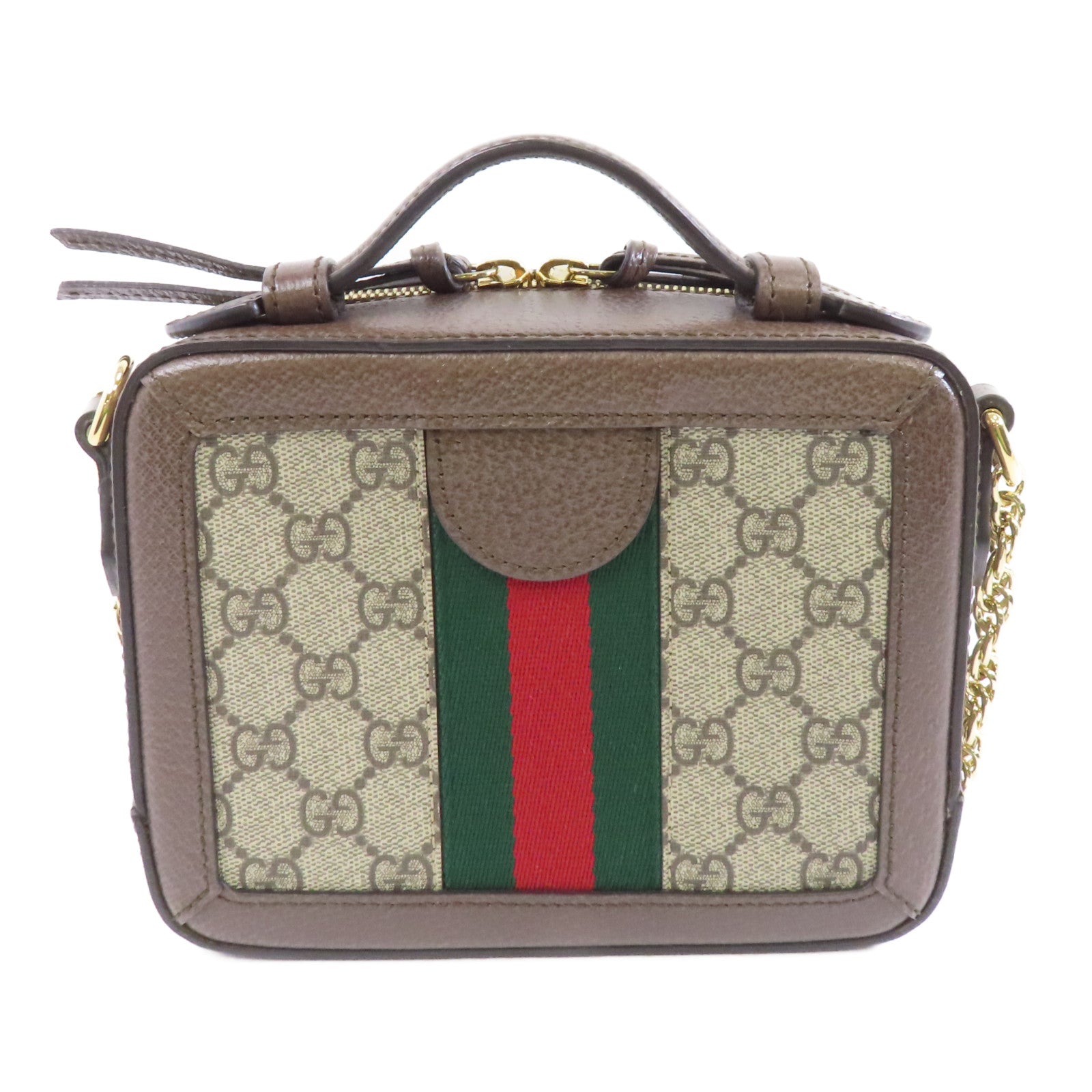 GUCCI 塗層帆布Ophidia GG Mini Supreme金扣手挽肩背兩用袋啡色