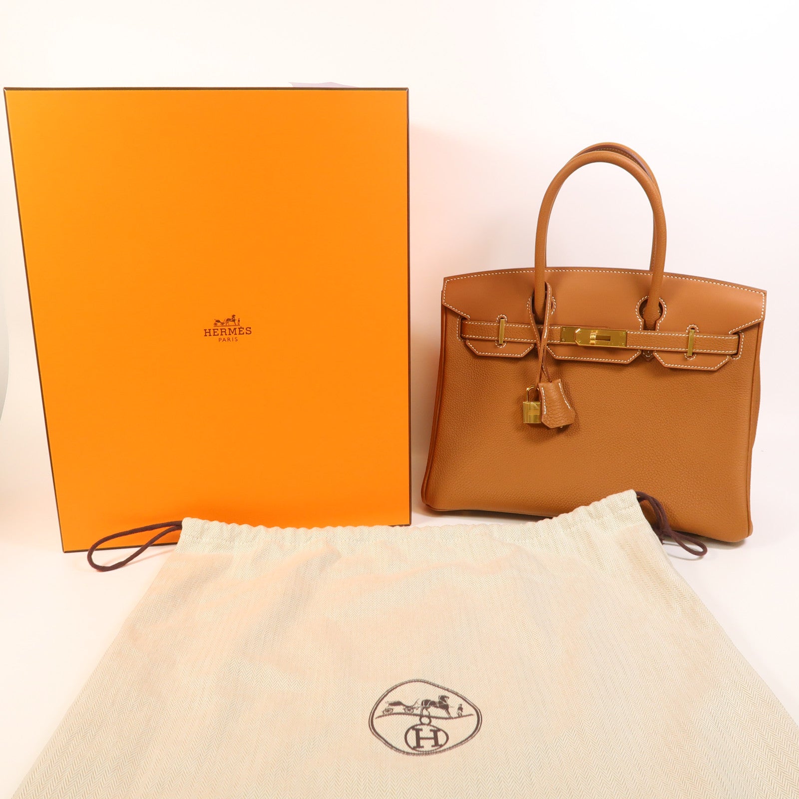 HERMES Togo皮革Birkin 30金扣手挽袋Gold