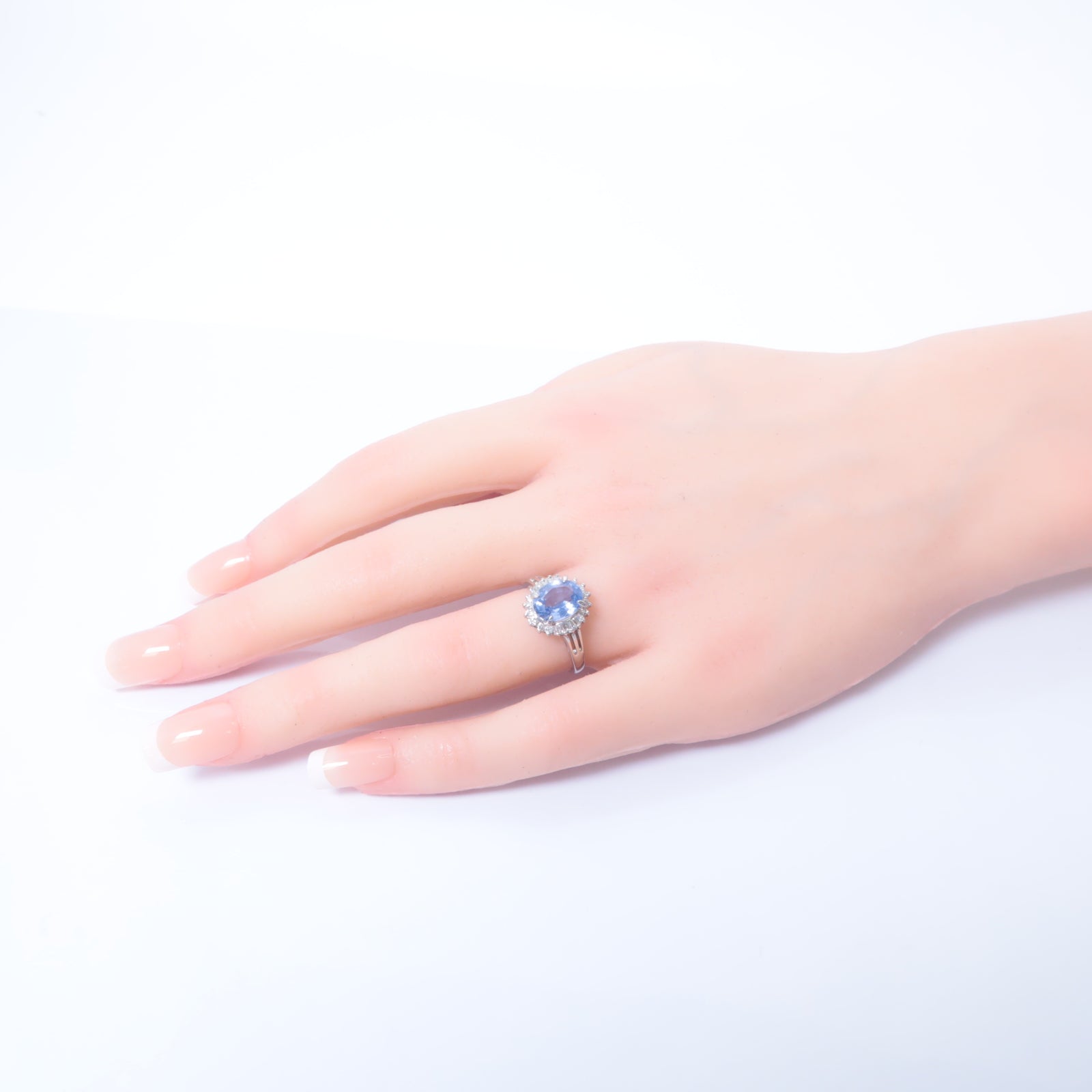 JEWELRY **【激減優惠】PT850鉑金Sapphire/Diamond Ring藍寶石/0.37ct鑽石戒指US#6.5