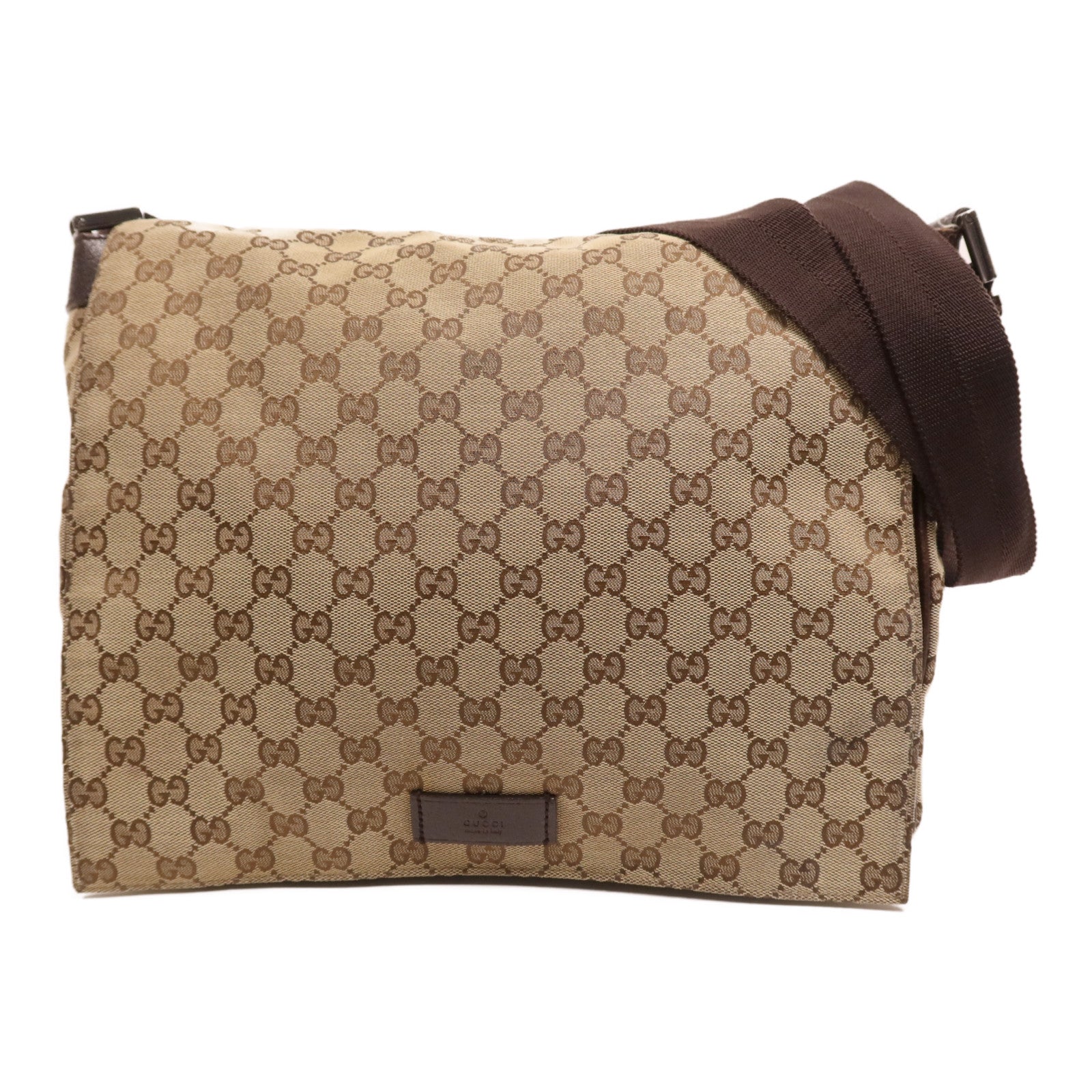 GUCCI 帆布Shoulder Bag銀扣肩背袋